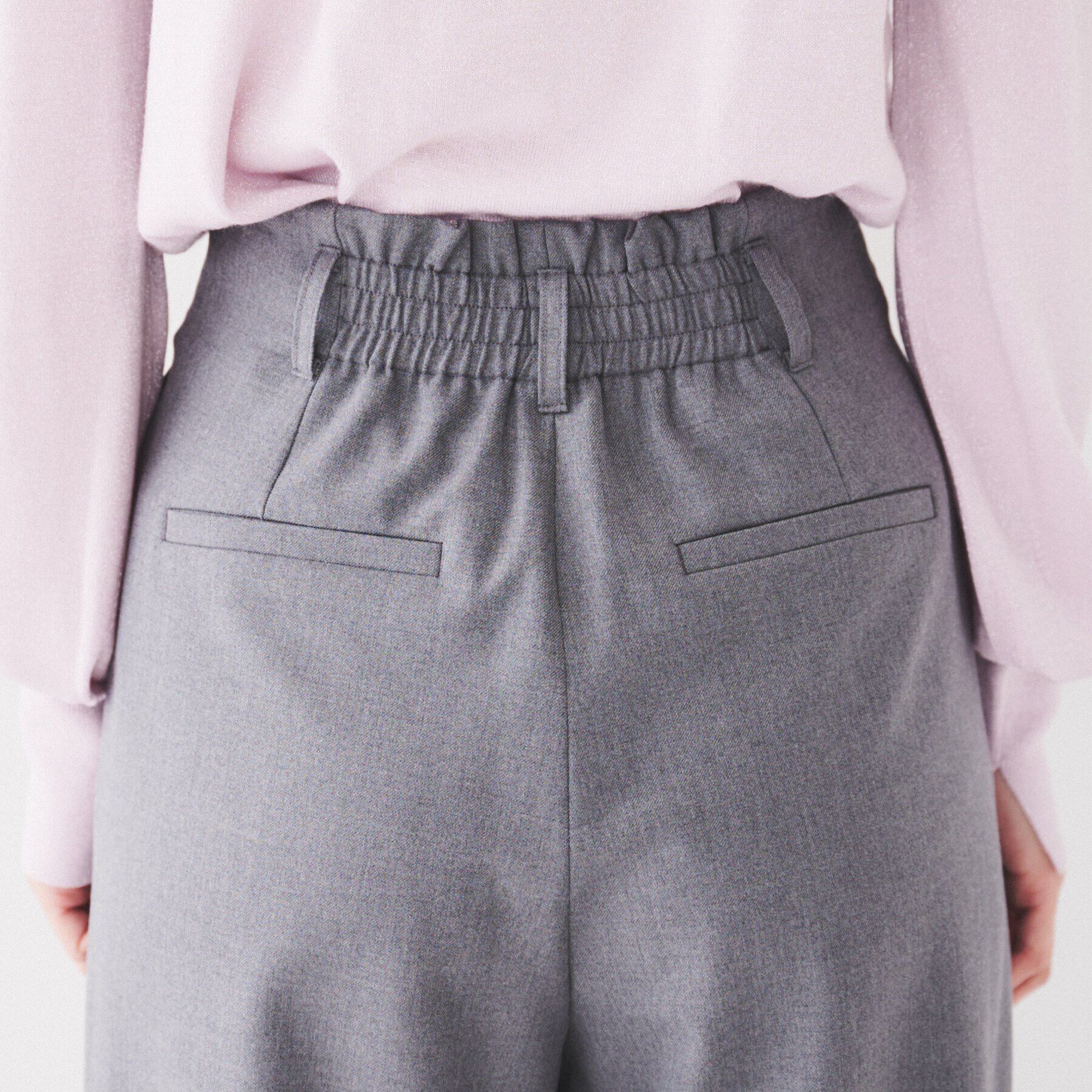 UNTITLED「【フルレングス/後ろウエストゴム】ダブルタック ハイウエストワイドパンツ」|その他|