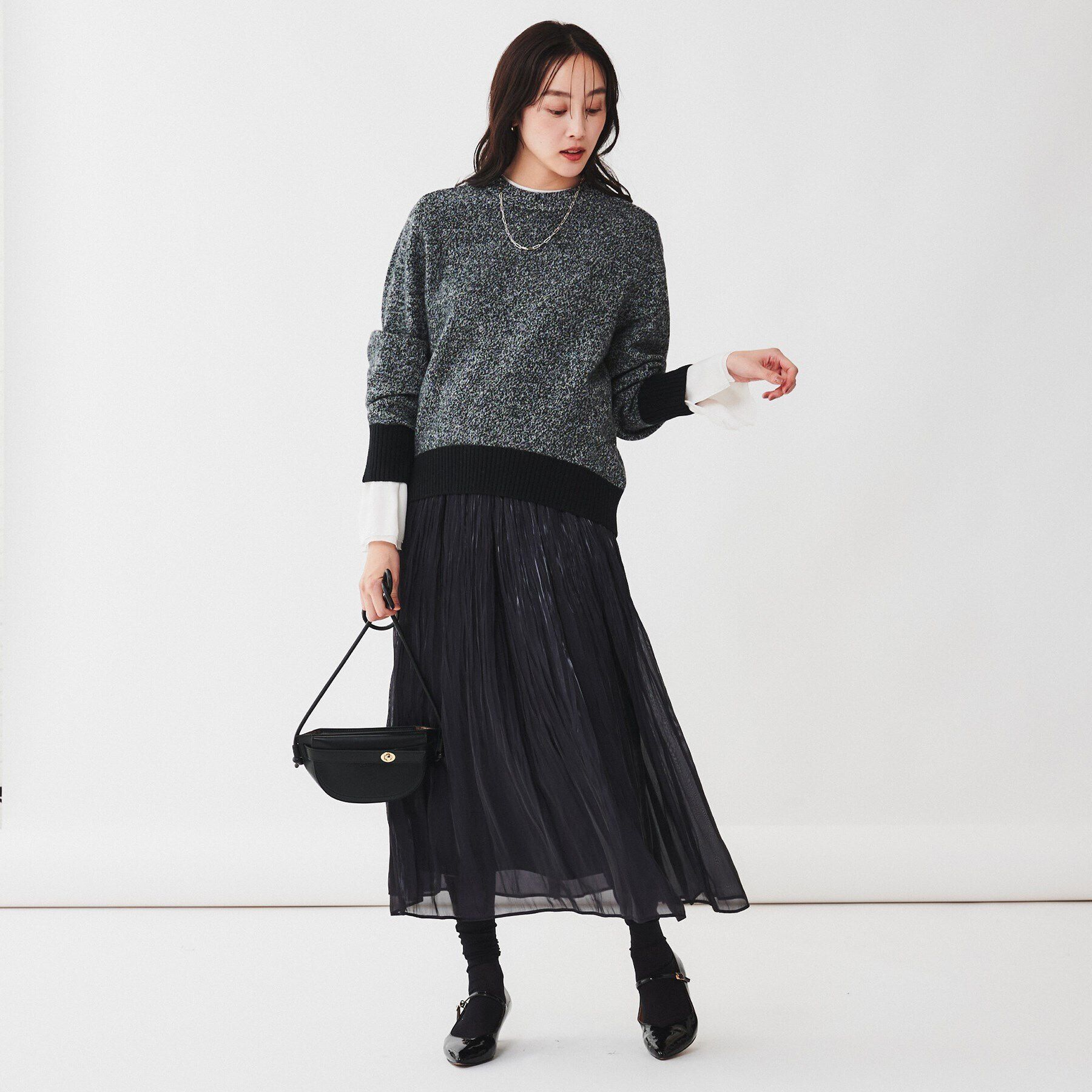 UNTITLED「ラムウールカシミヤ パフスリーブプルオーバーニット」|ニット・セーター|