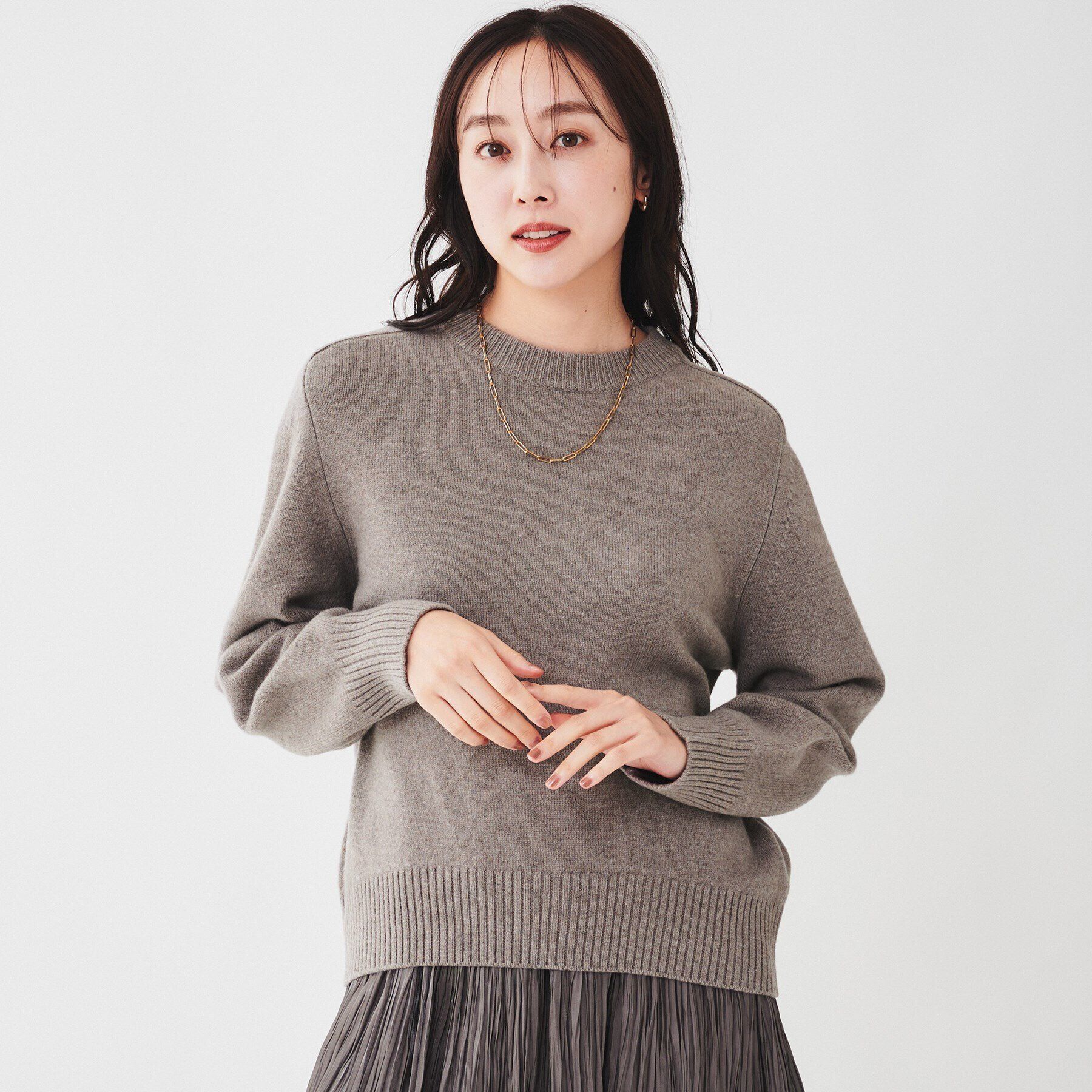 UNTITLED「ラムウールカシミヤ パフスリーブプルオーバーニット」|ニット・セーター|ブラウン(040)