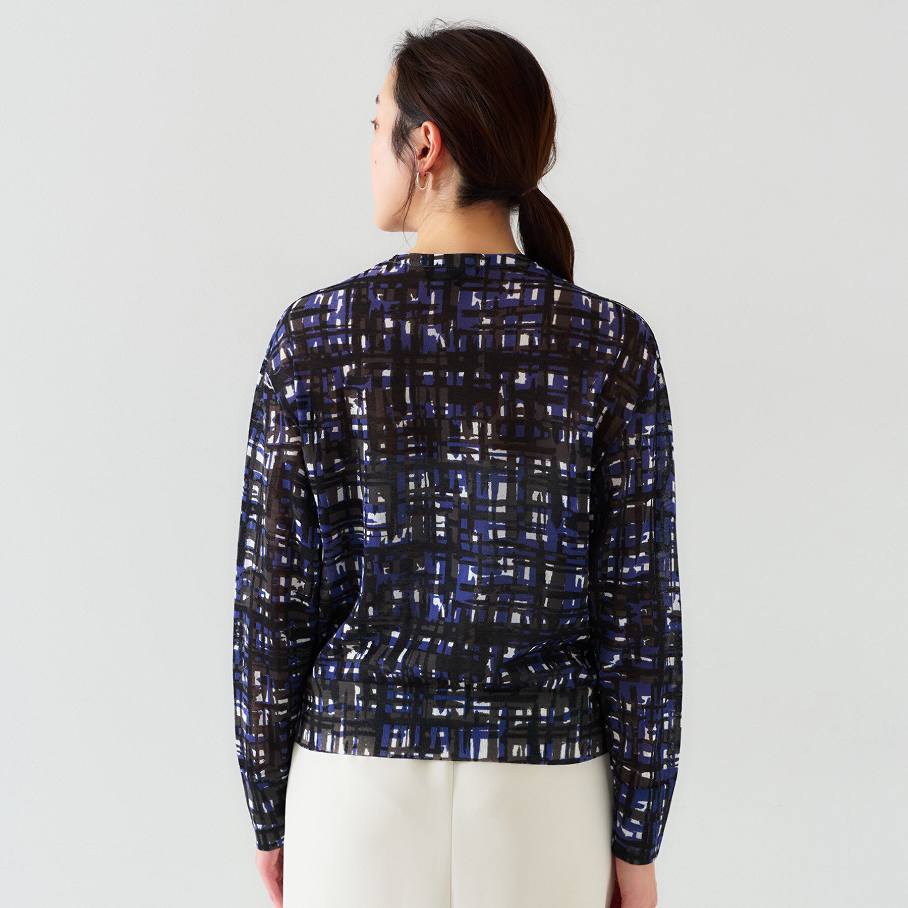 UNTITLED「【セットアップ可能/アンサンブル可能/シアー】チェックプリント カーディガンニット」|カーディガン|