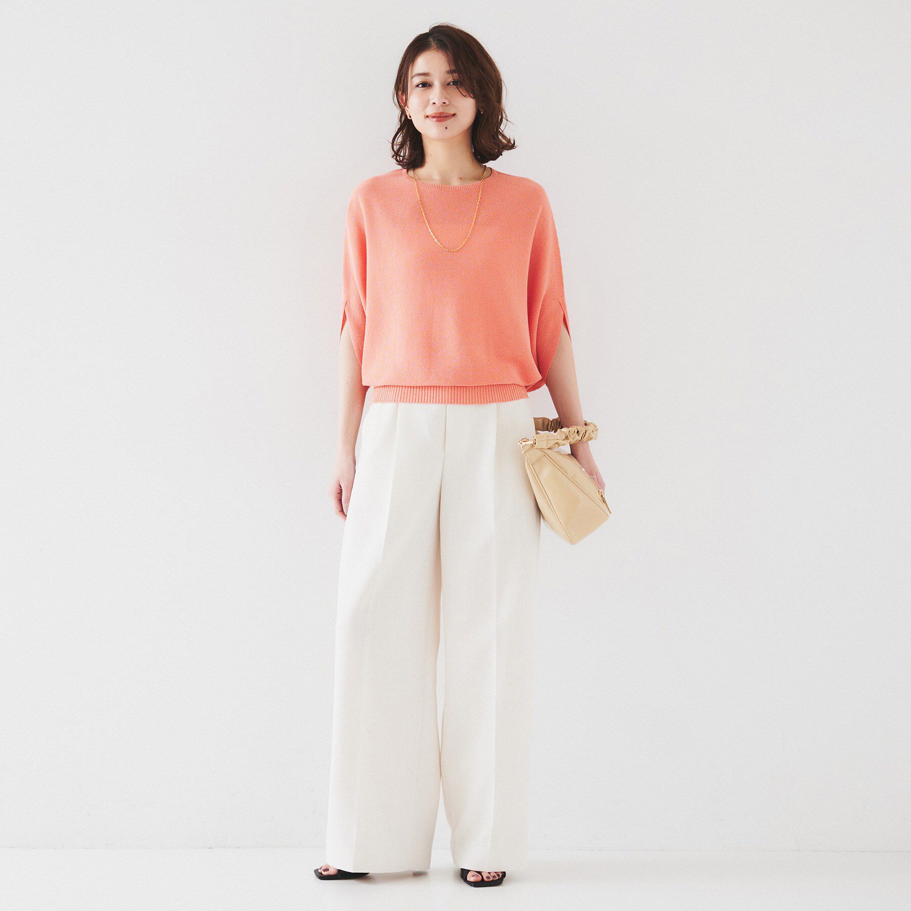 UNTITLED「【体型カバー/清涼感】ドルマンスリーブ プルオーバーニット」|ニット・セーター|