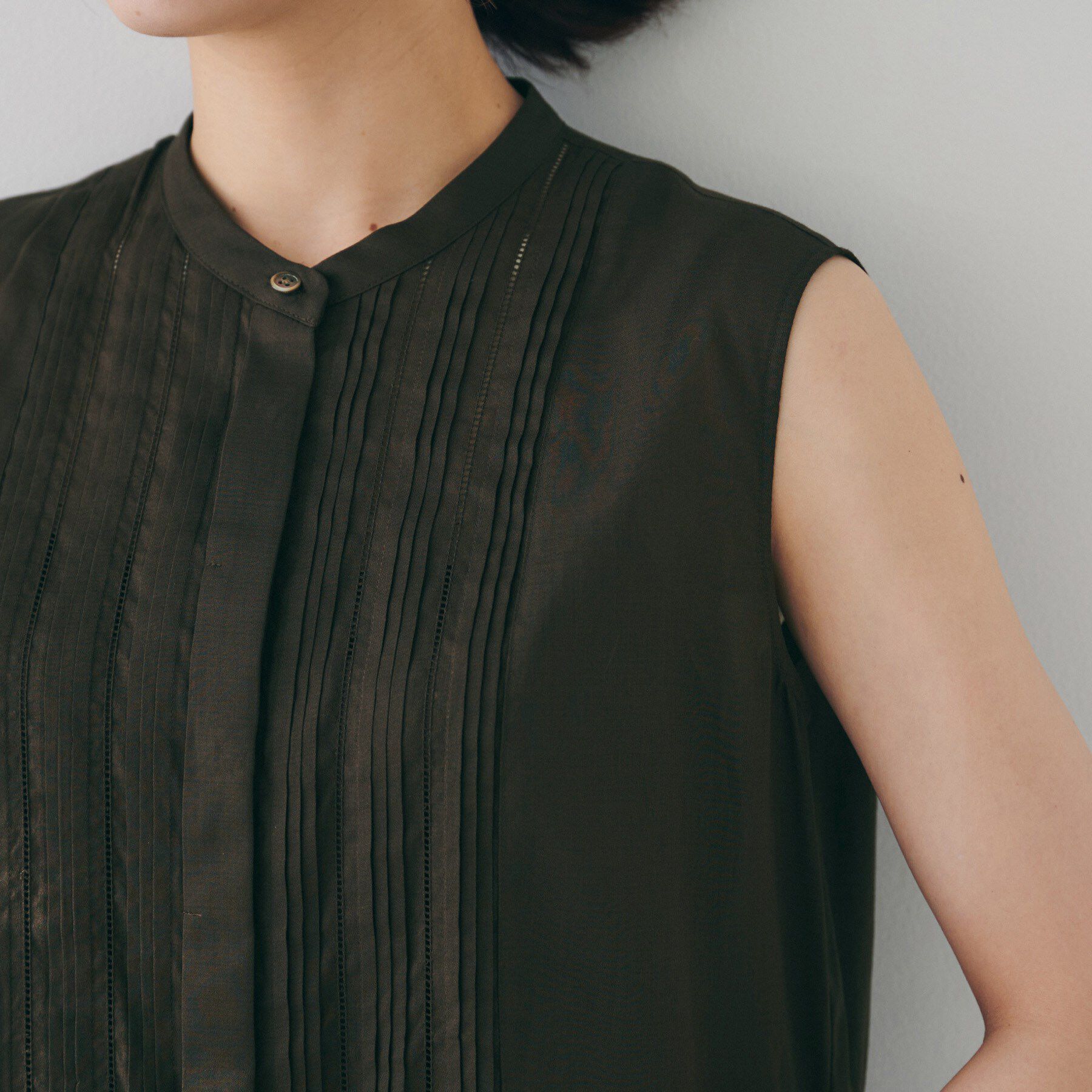 UNTITLED「【シアー/前開き/夏ワンピ】コットンピンタックワンピース」|ワンピース|