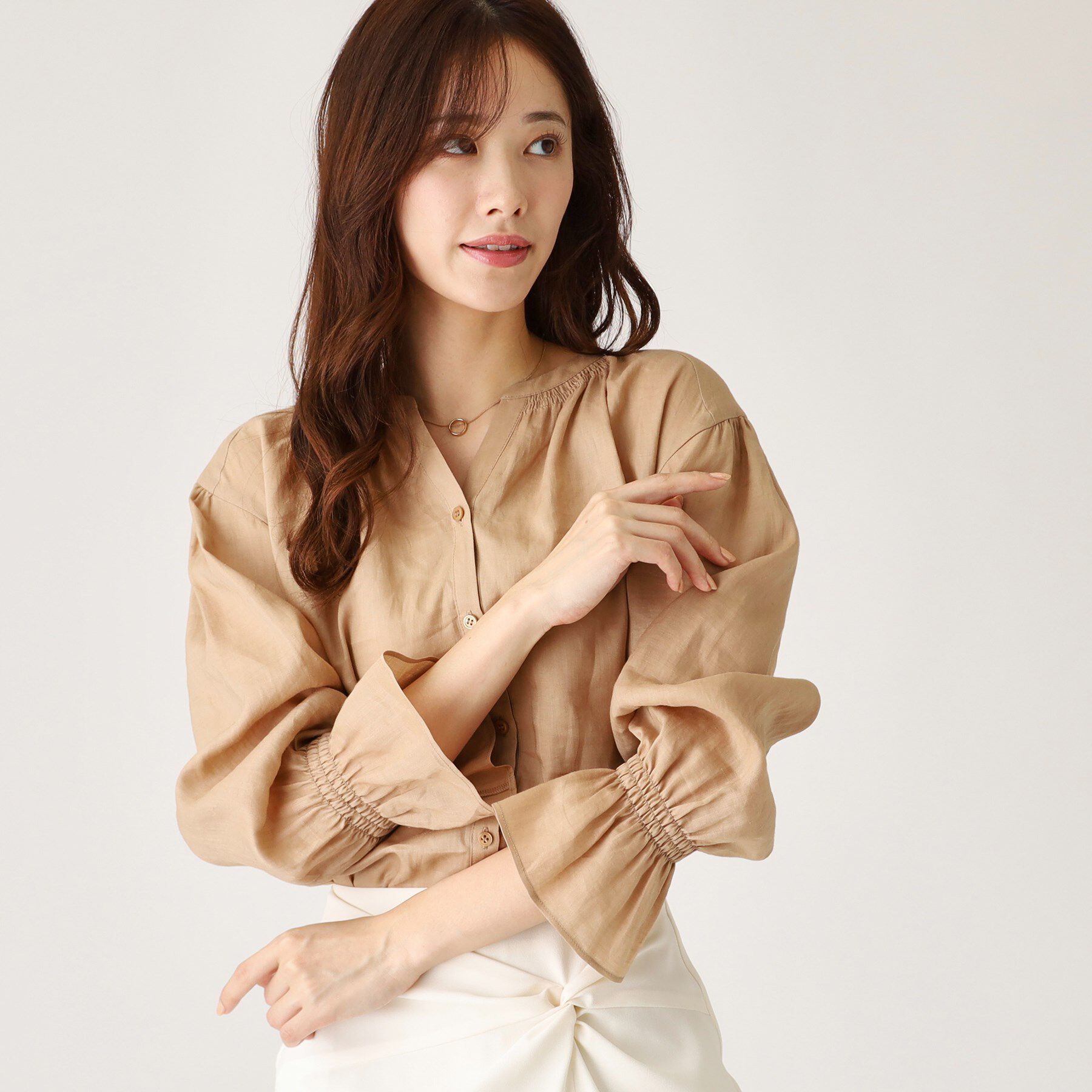 COUP DE CHANCE「【ラミー100％／洗える】ギャザーブラウス」|シャツ・ブラウス|