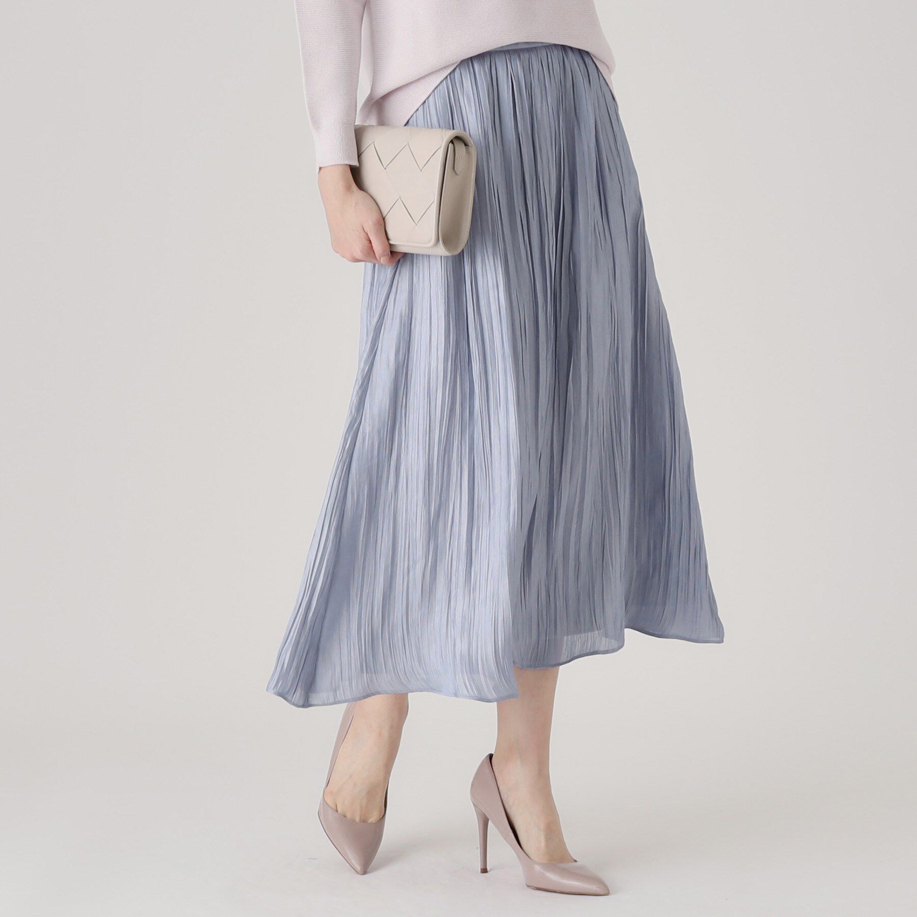 COUP DE CHANCE「【洗える／日本製／ウエストゴム】ランダムプリーツスカート」|スカート|ブルー(092)