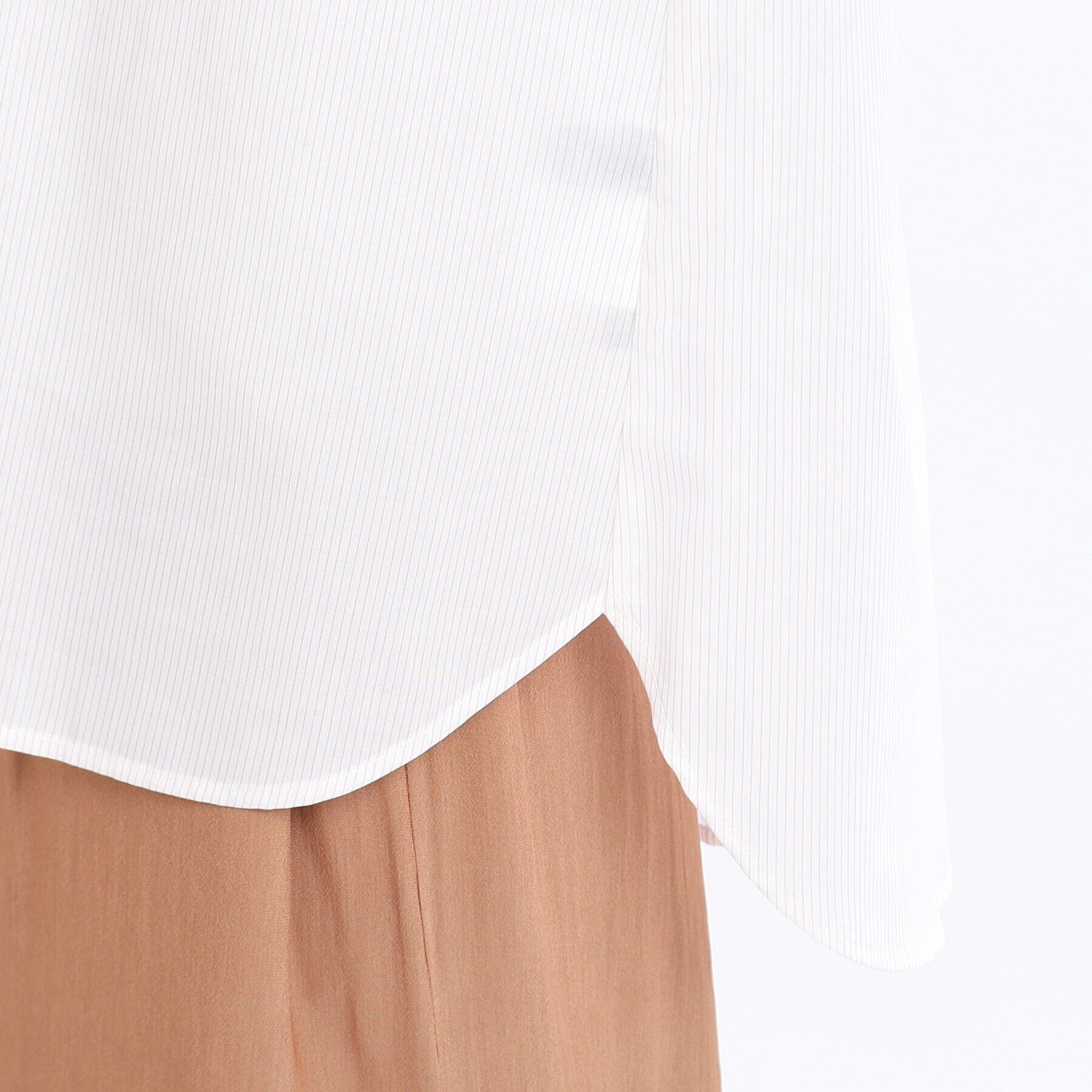 Reflect「【マシンウォッシュ可】五分袖ピンストライプブラウス」|シャツ・ブラウス|