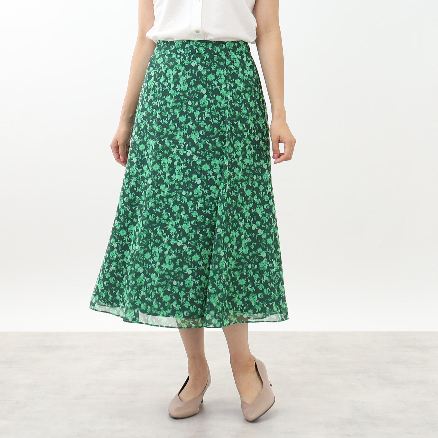 Reflect「【WEB限定カラーあり／マシンウォッシュ／セットアップ可能】フラワープリントスカート」|スカート|グリーン(122)