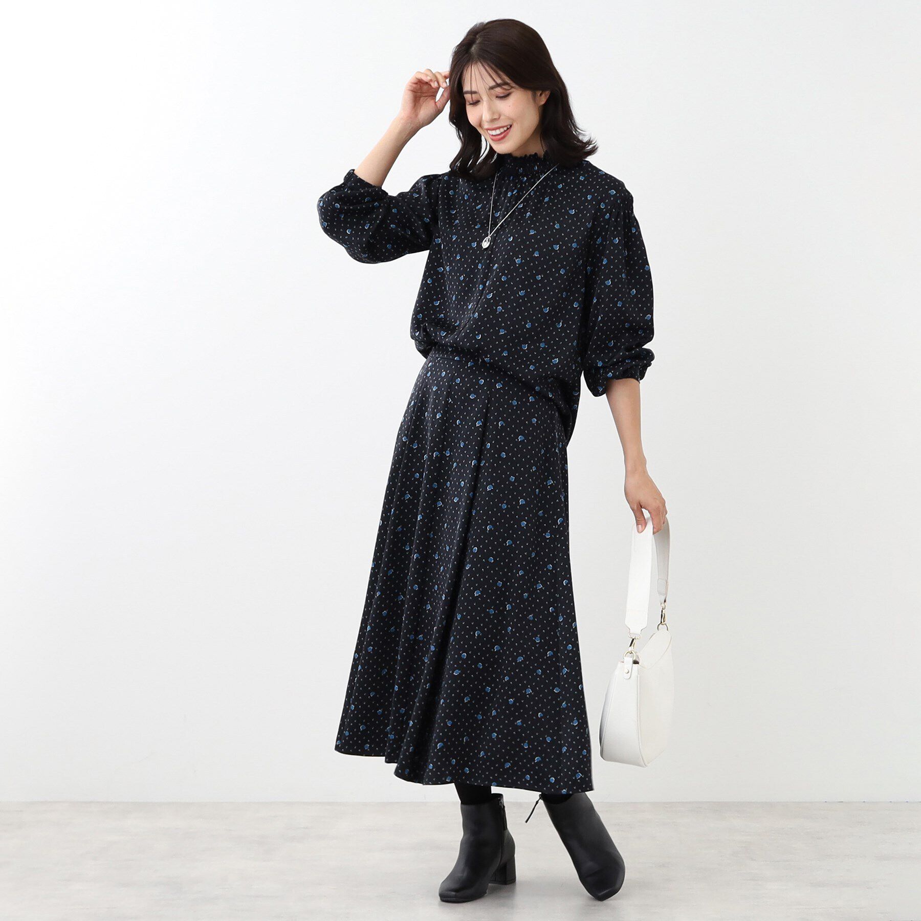 Reflect「【マシンウォッシュ可／セットアップ可】マーブルドットブラウス」|シャツ・ブラウス|