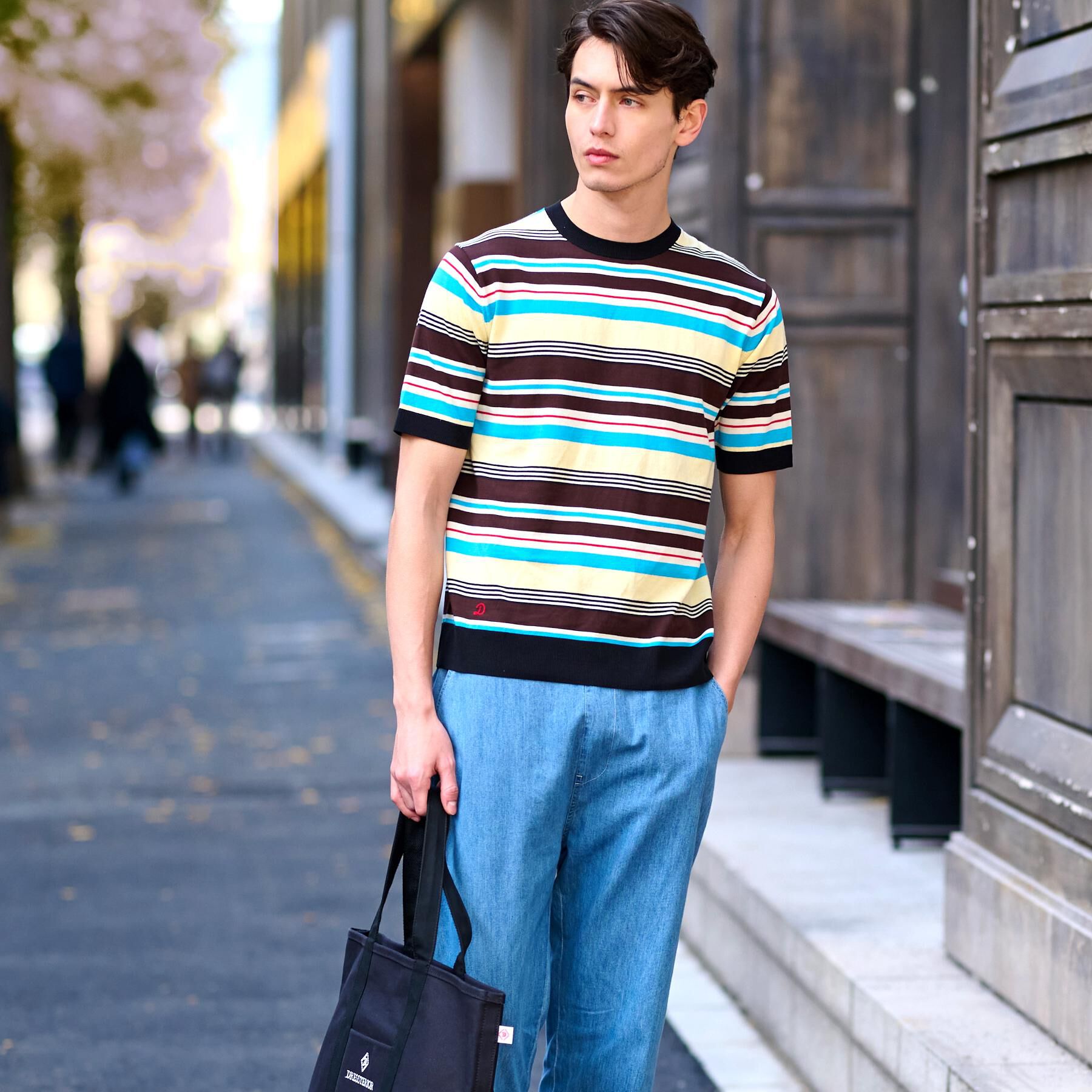 DRESSTERIOR「コットンシルク混 マルチボーダーニット」|ニット・セーター|