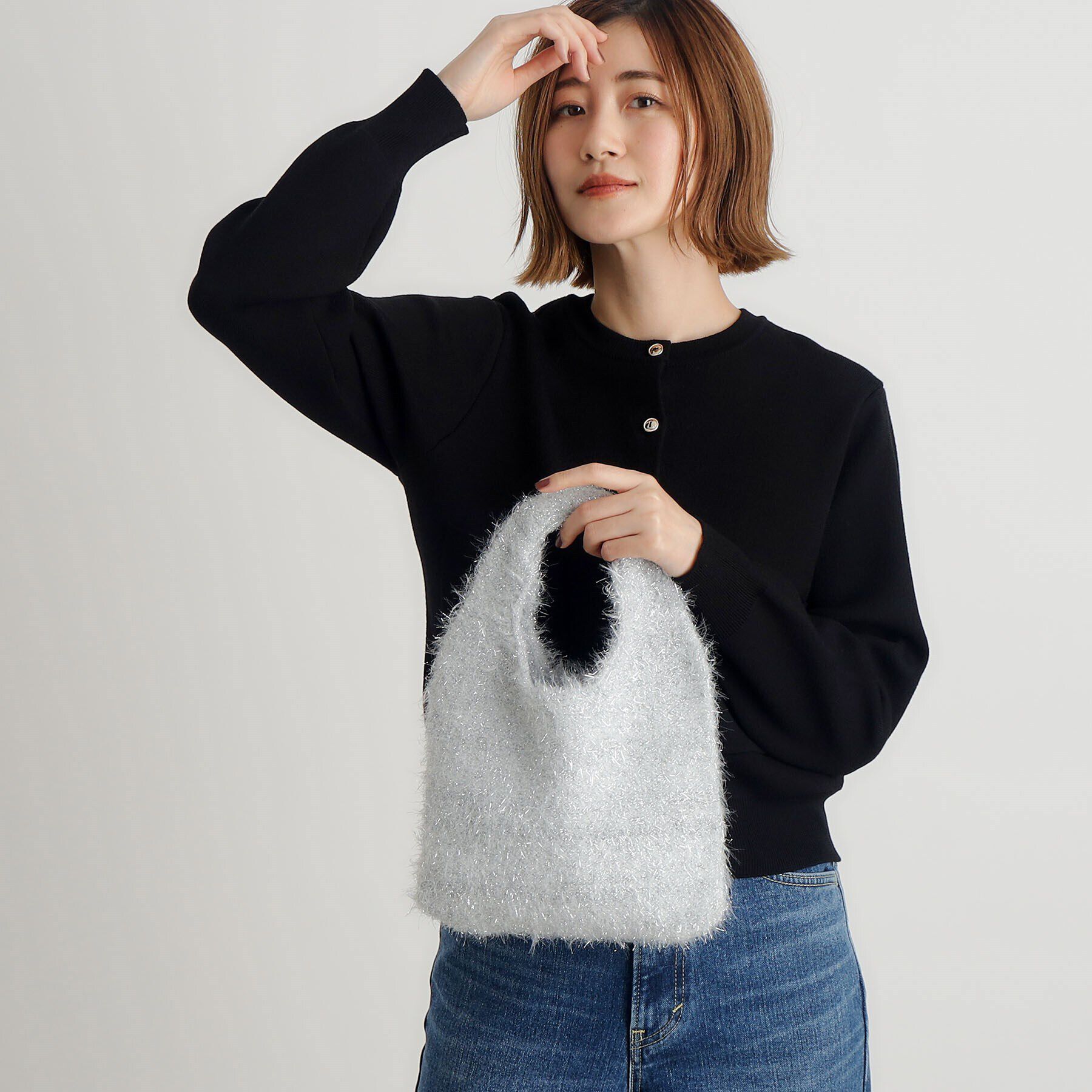 grove「ラメニットミニクリテトート」|トートバッグ|