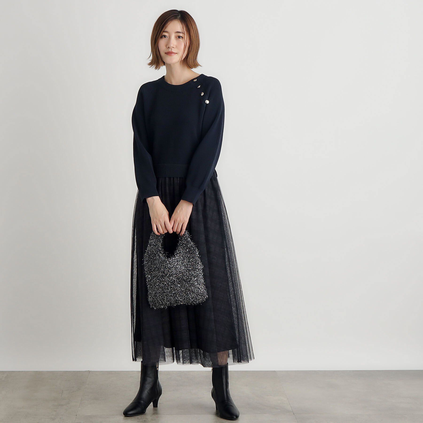 grove「ラメニットミニクリテトート」|トートバッグ|