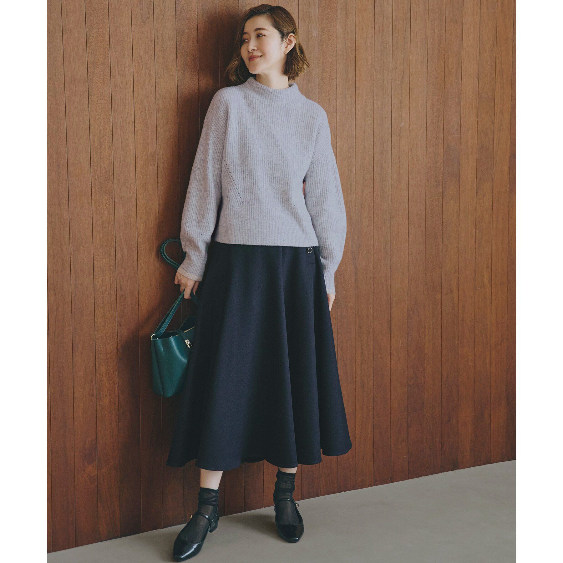 grove「【雑誌掲載】洗えるミルドライクウール混畔ボトルネックニット」|ニット・セーター|