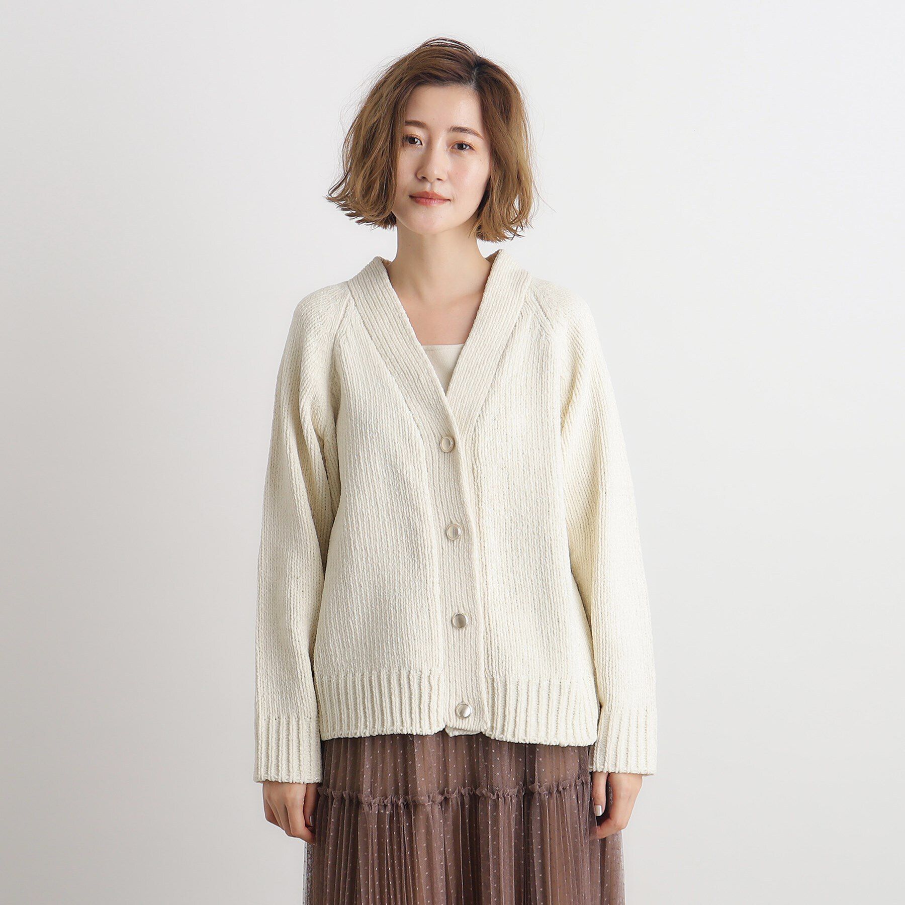 grove「ラメモールVネックカーディガン」|カーディガン|