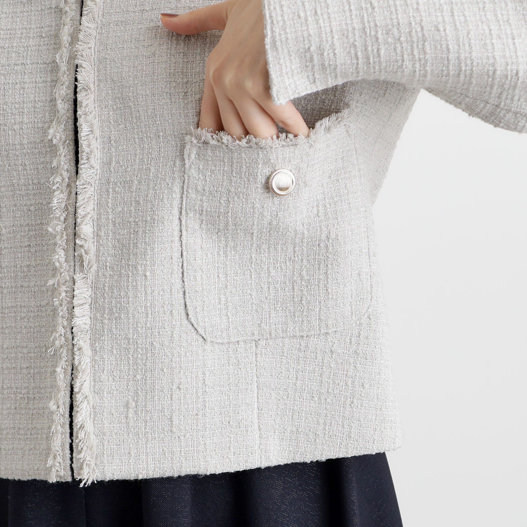 grove「【雑誌掲載】ツイードコンパクトジャケット」|ノーカラージャケット|