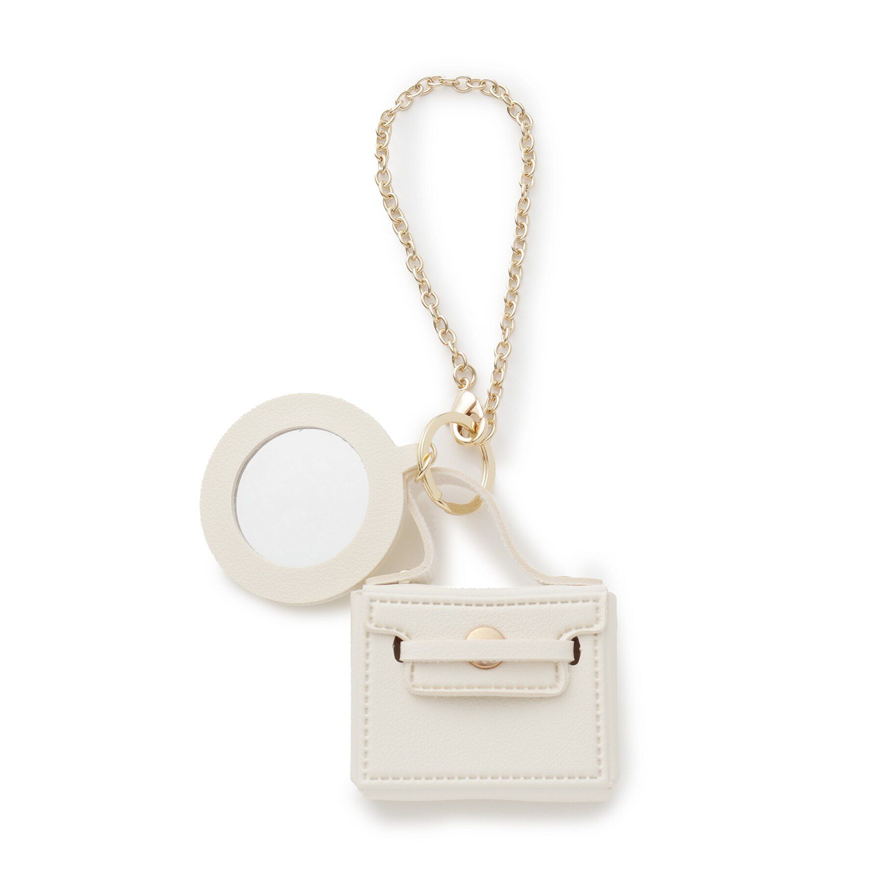 grove「【雑誌掲載】ミニマムバッグラウンドミラーチャーム」|キーケース|アイボリー(004)