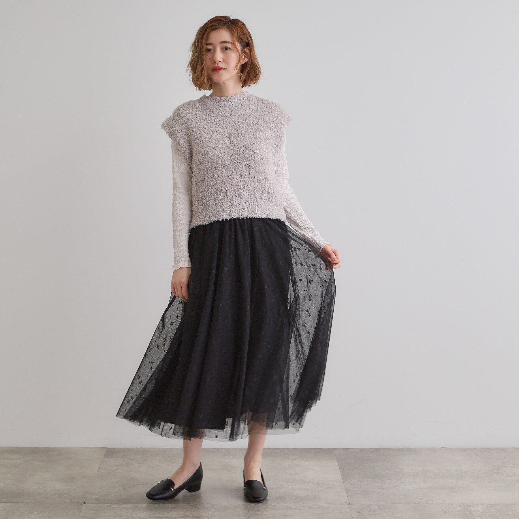 grove「幾何柄チュールスカート」|スカート|
