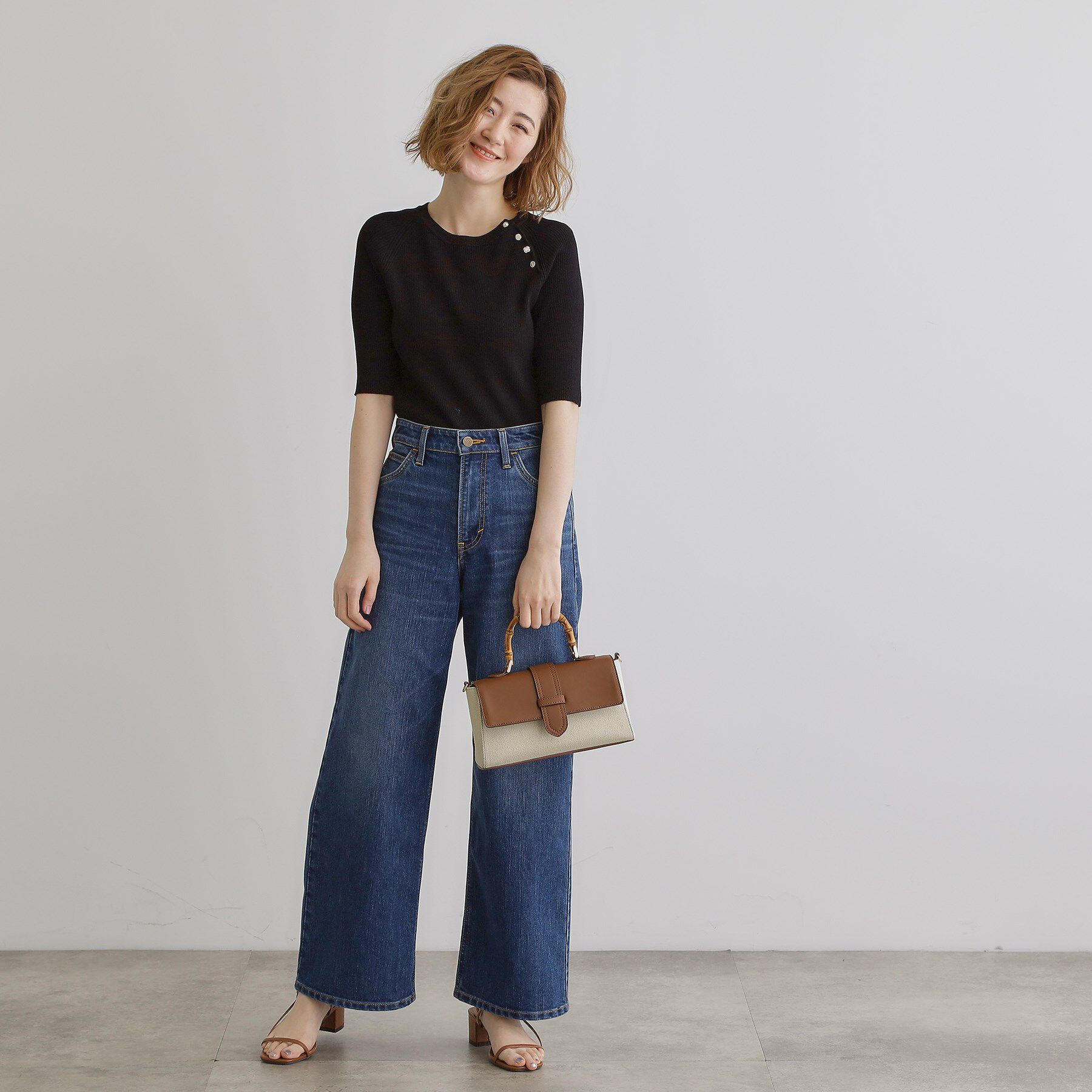 grove「【雑誌掲載】フラップバンブーハンドル2WAYトート」|ハンドバッグ|