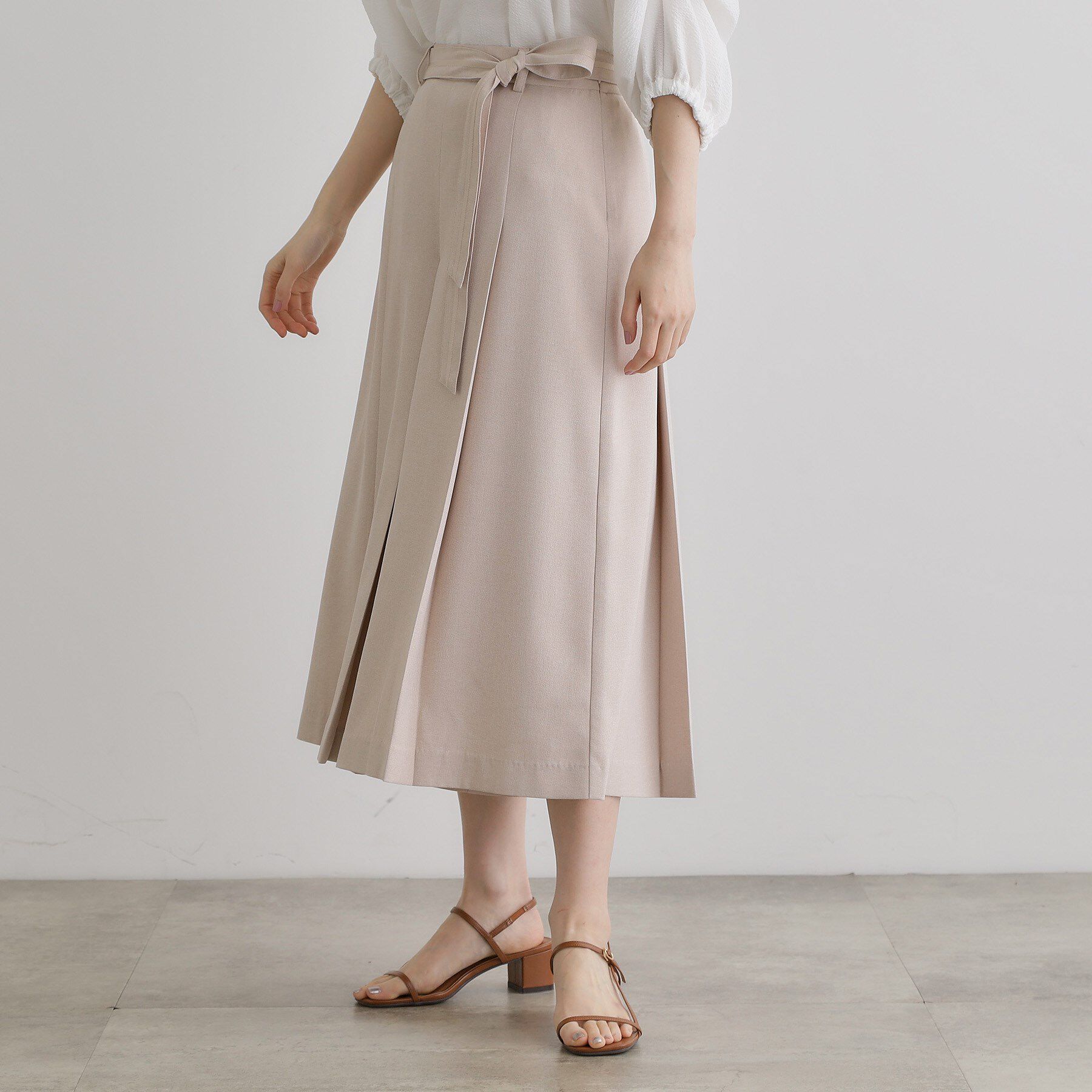 grove「サッシュベルトスカートライクパンツ」|その他|ライトベージュ(05