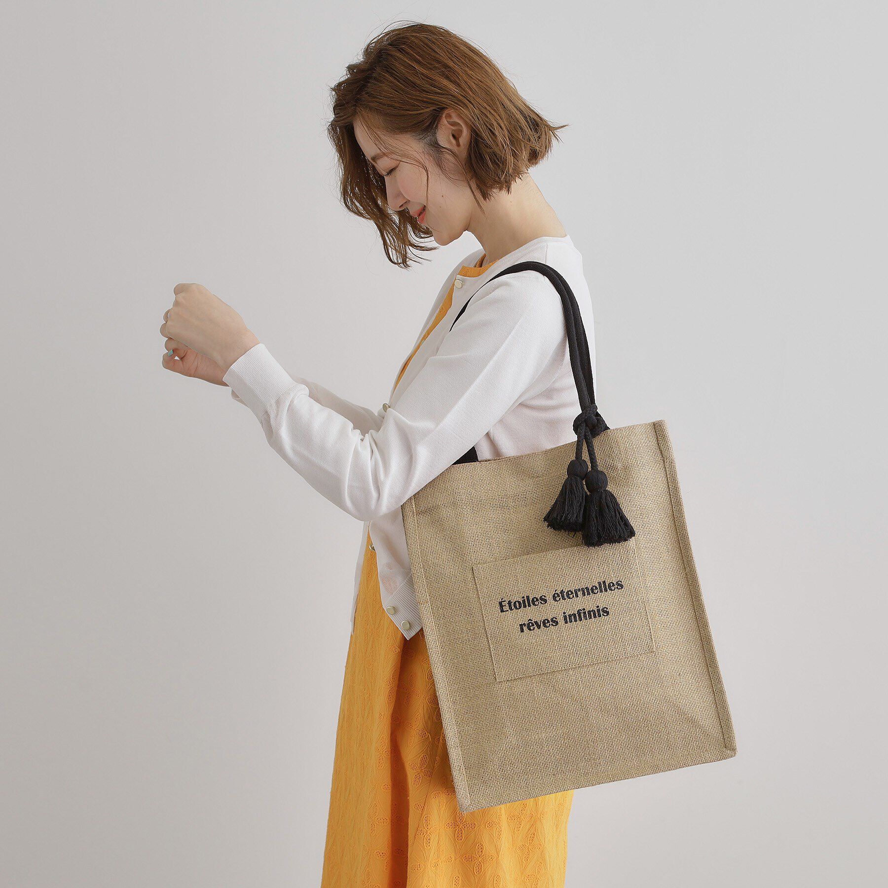 grove「タテA4ジュートタッセルトート」|トートバッグ|