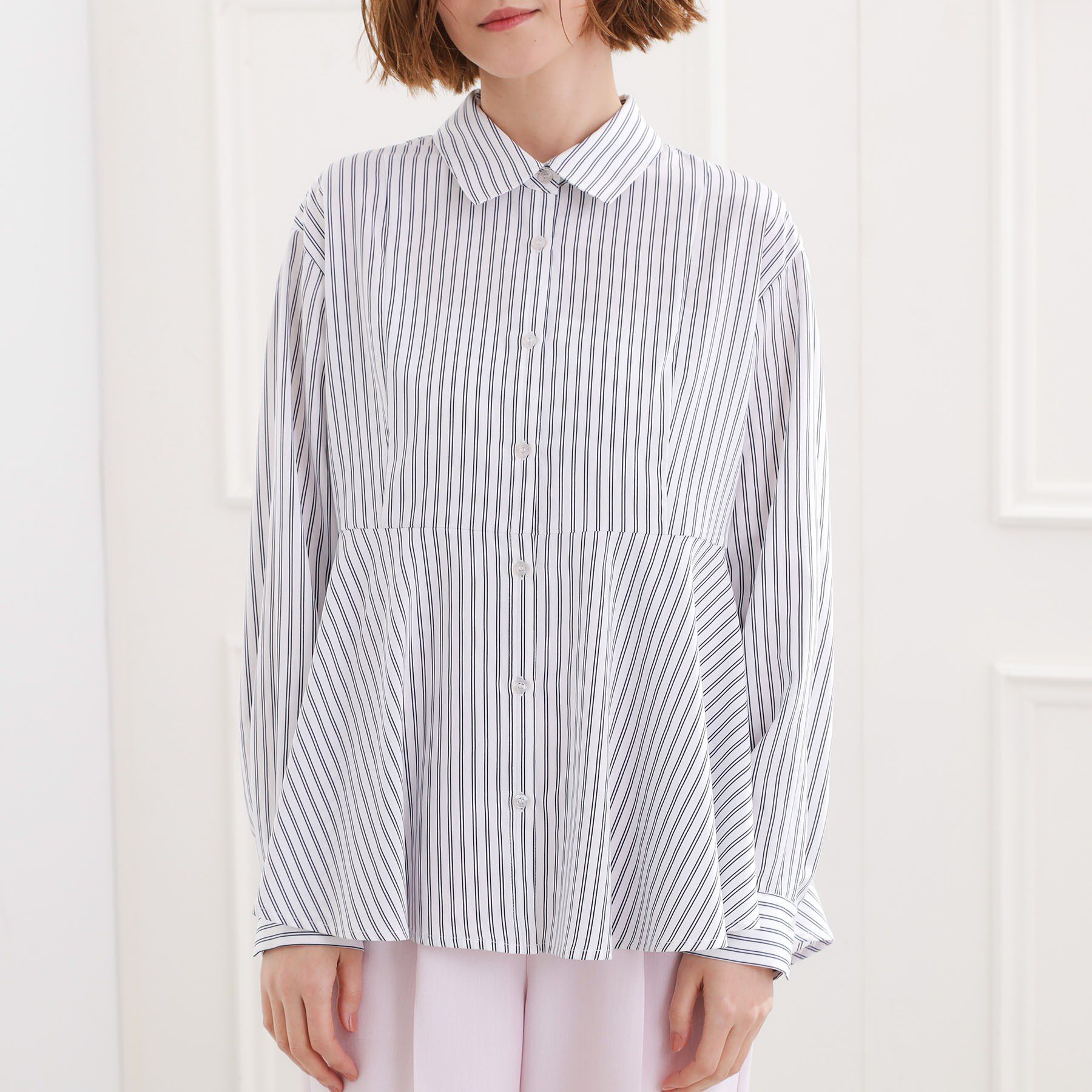 grove「【体型カバー】一枚でもレイヤードでも、ペプラムフレアシャツ」|シャツ・ブラウス|