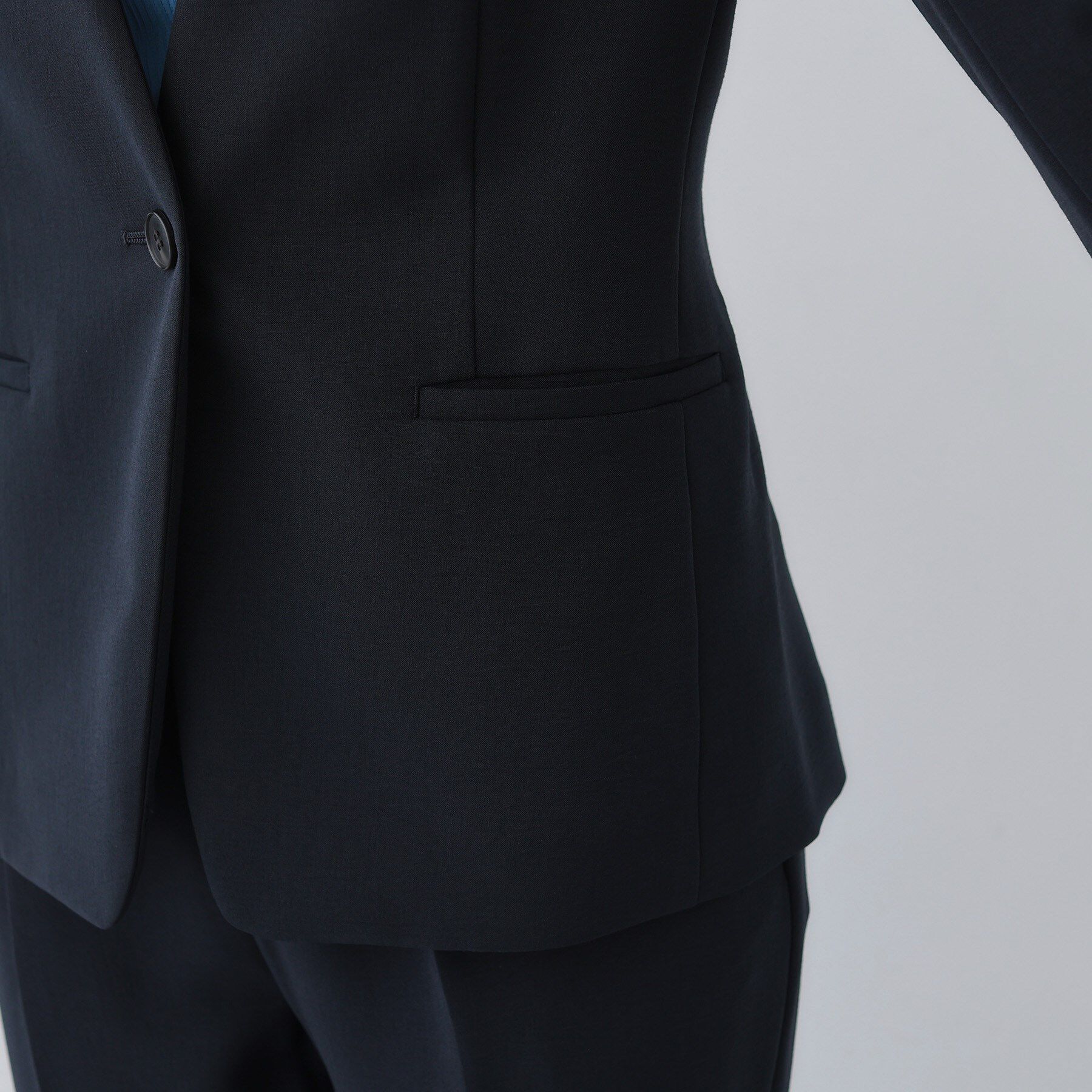 INDIVI「【定番スーツ／UVケア／洗える】ウール調ノーカラージャケット」|スーツ|