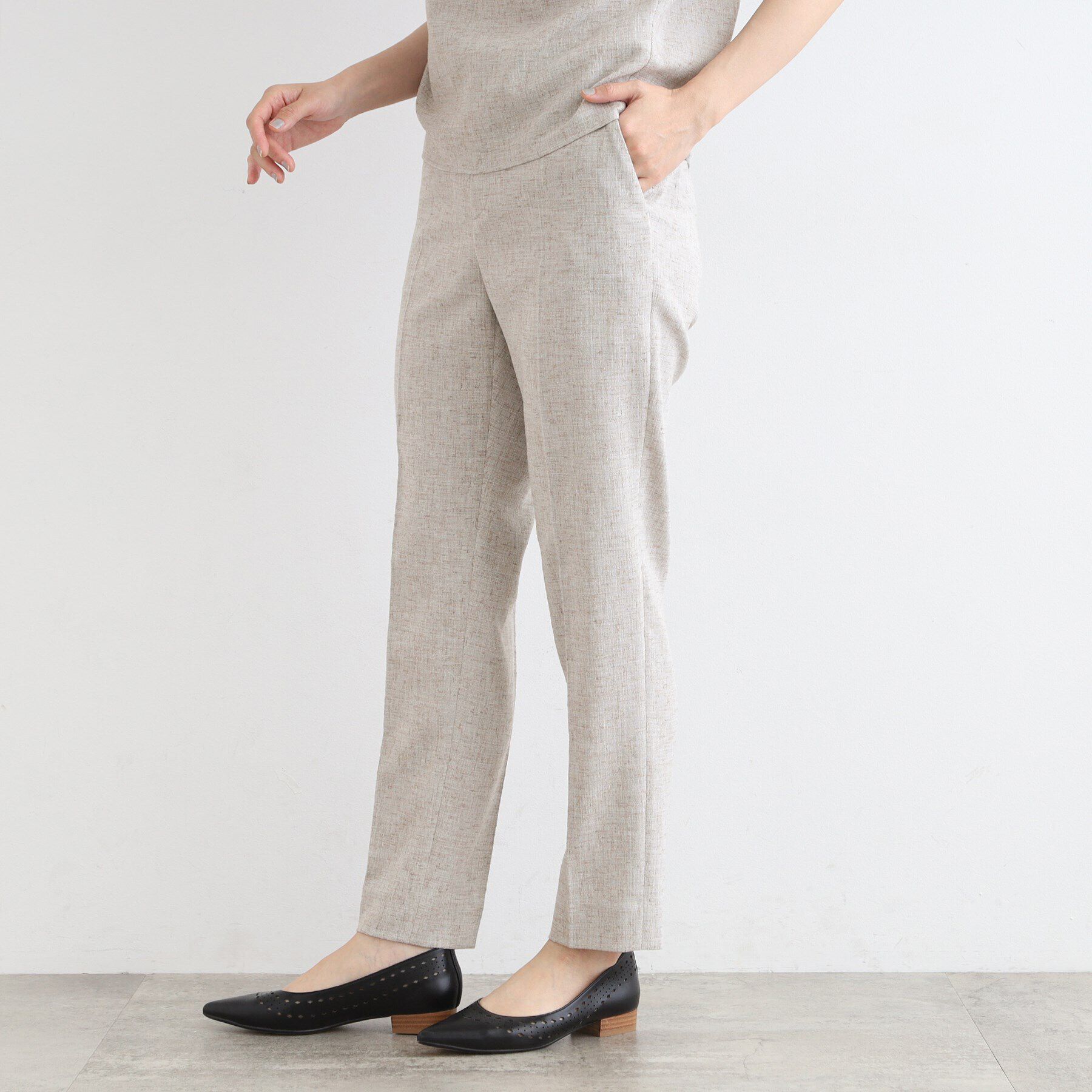 INDIVI「【洗える／日本製／SETUP可能】サマーツィード テーパードパンツ」|スーツ|