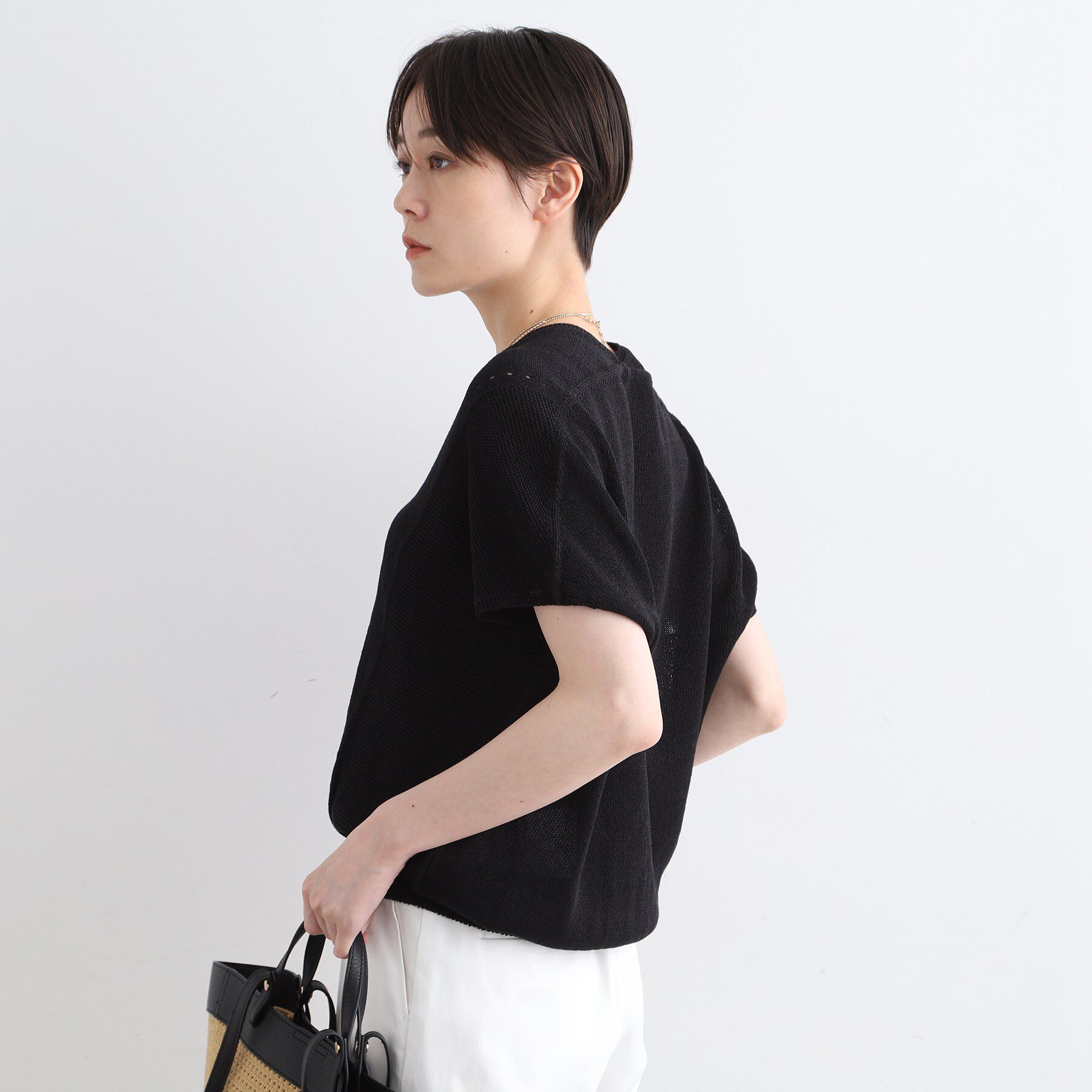 INDIVI「【洗える／サマーニット】無縫製ペーパーヤーンアシメ編地ニット」|ニット・セーター|