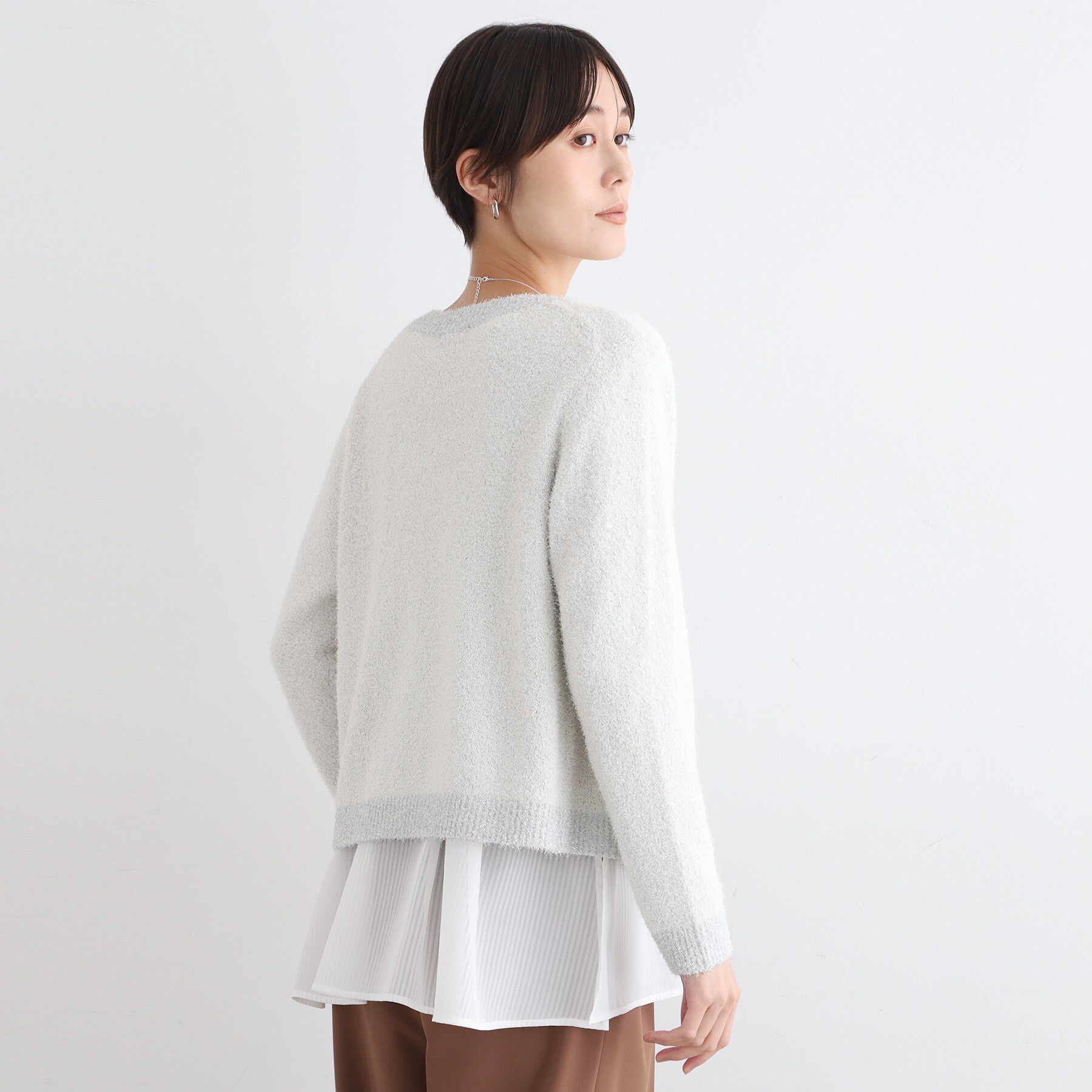 INDIVI「【トレンド】カールラメカーディガンニット」|カーディガン|