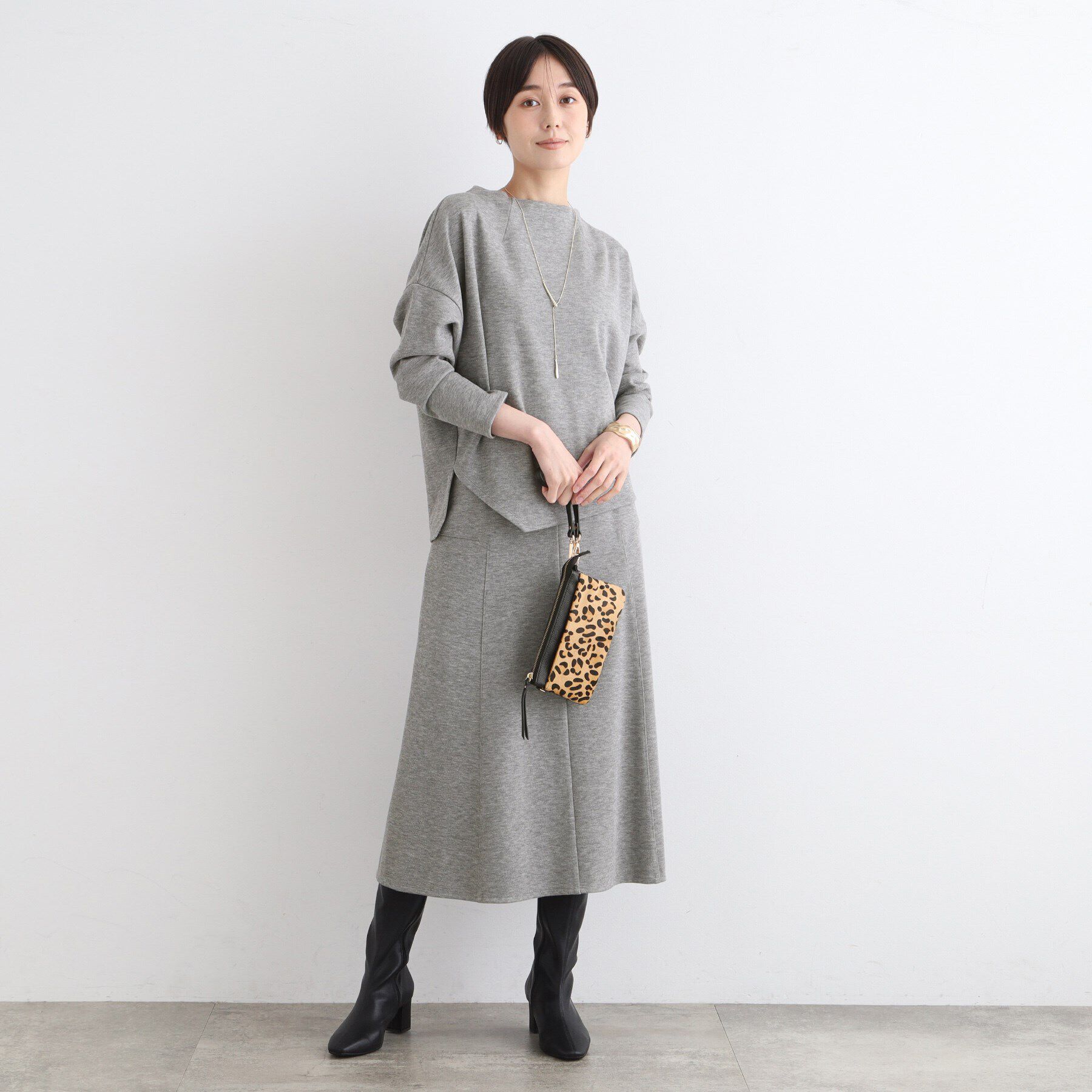 INDIVI「【洗える／UVケア／SETUP可能】ライトジャージ セミフレアスカート」|スカート|