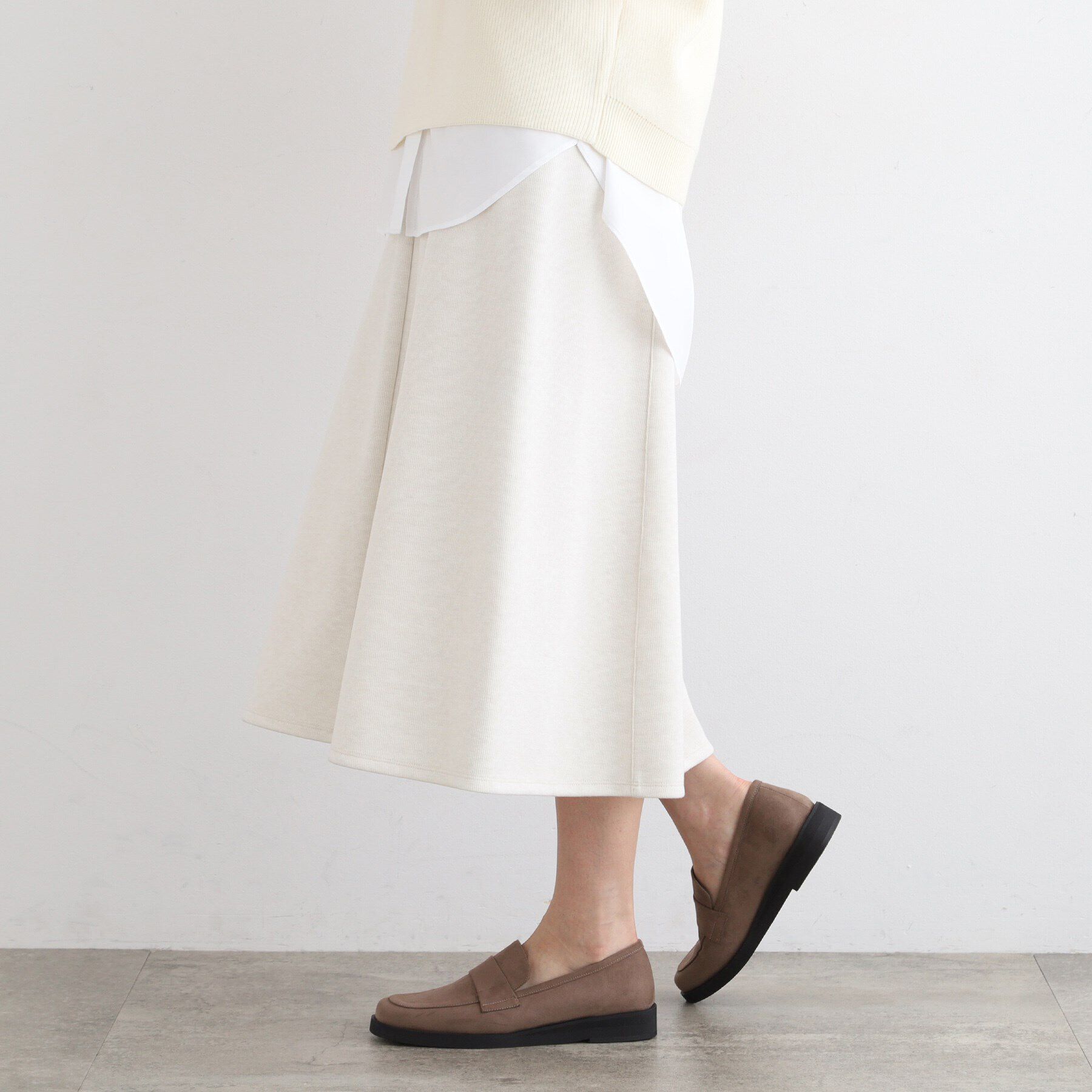 INDIVI「【洗える／UVケア／SETUP可能】ライトジャージ セミフレアスカート」|スカート|