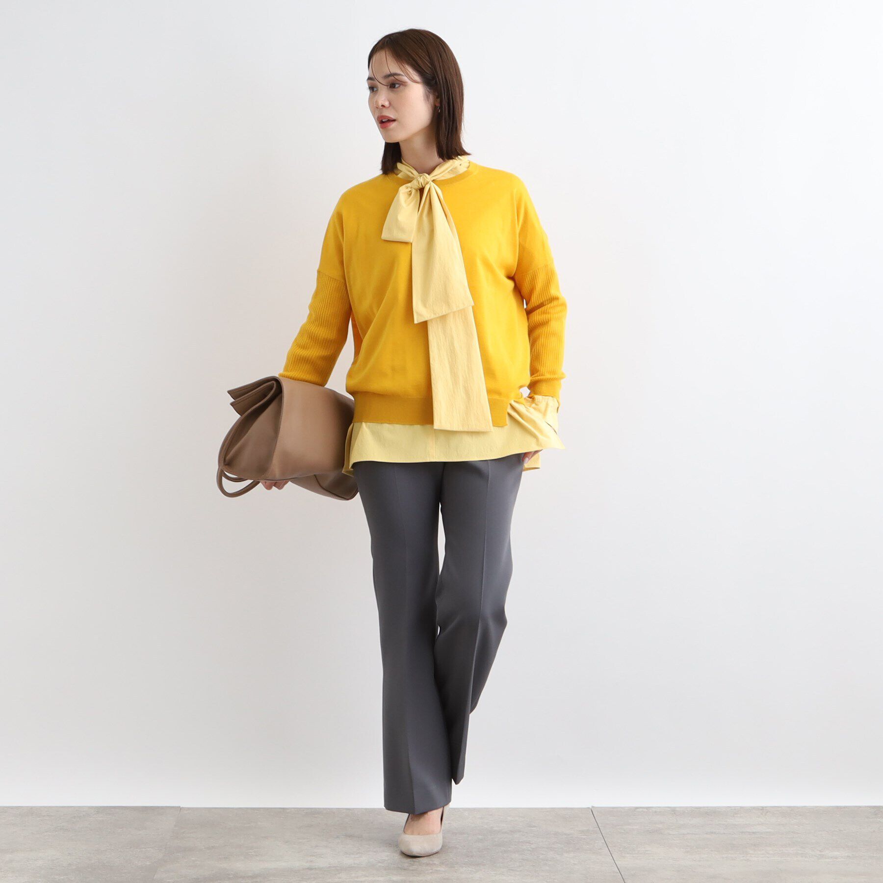 INDIVI「【洗える／2WAY】ボリュームスリーブ ボウタイブラウス」|シャツ・ブラウス|