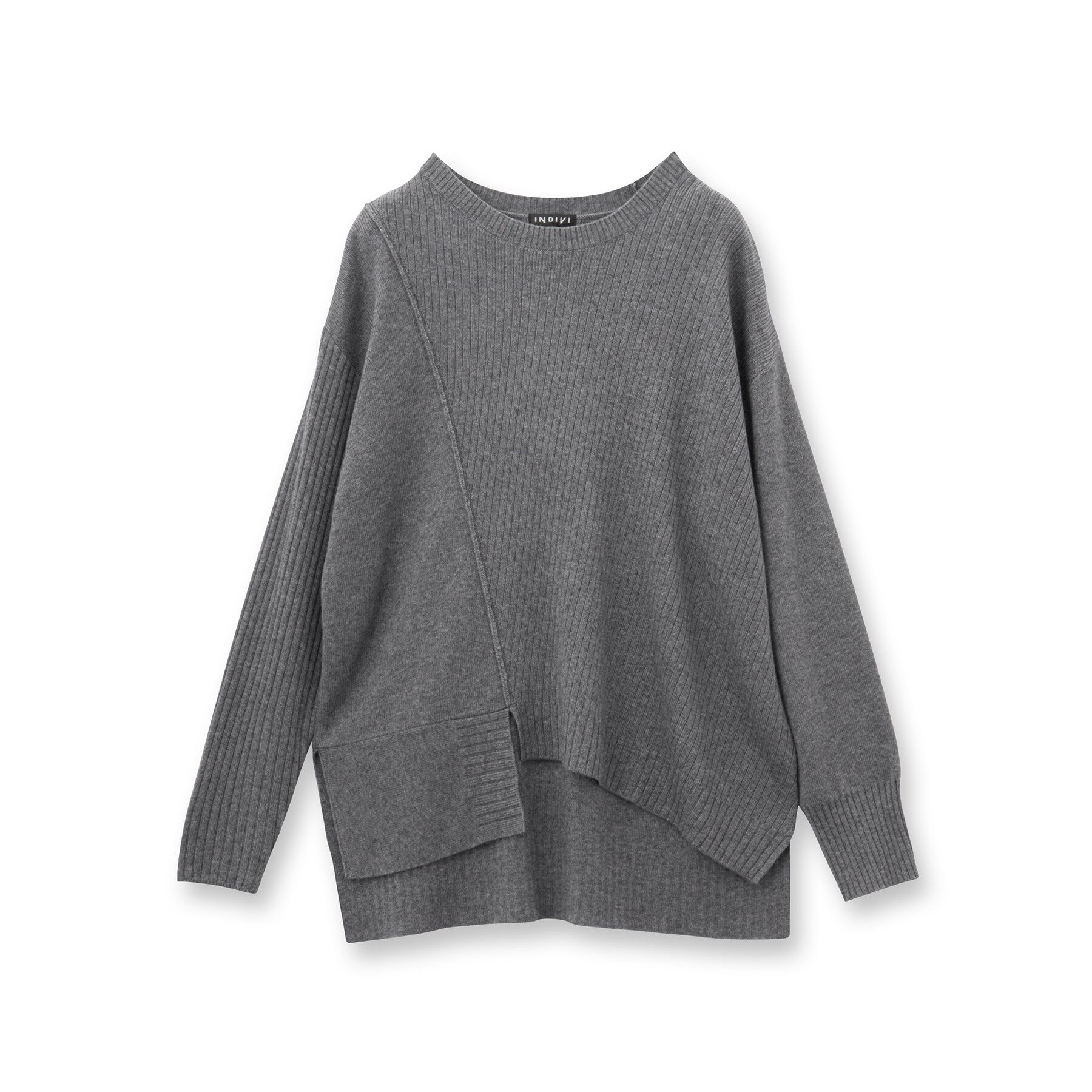 INDIVI「【洗える／ウール混】アシンメトリーデザインニット」|ニット・セーター|