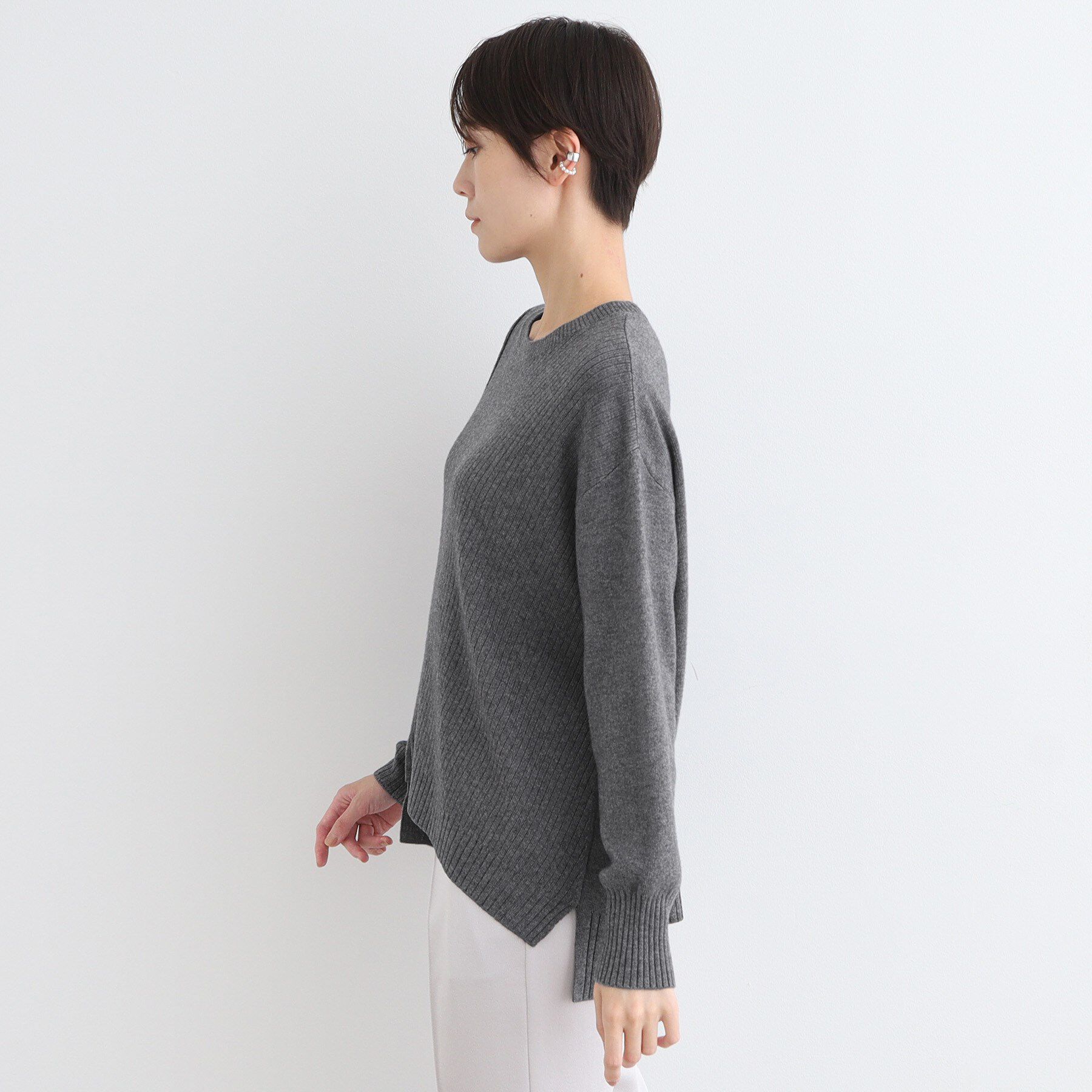 INDIVI「【洗える／ウール混】アシンメトリーデザインニット」|ニット・セーター|