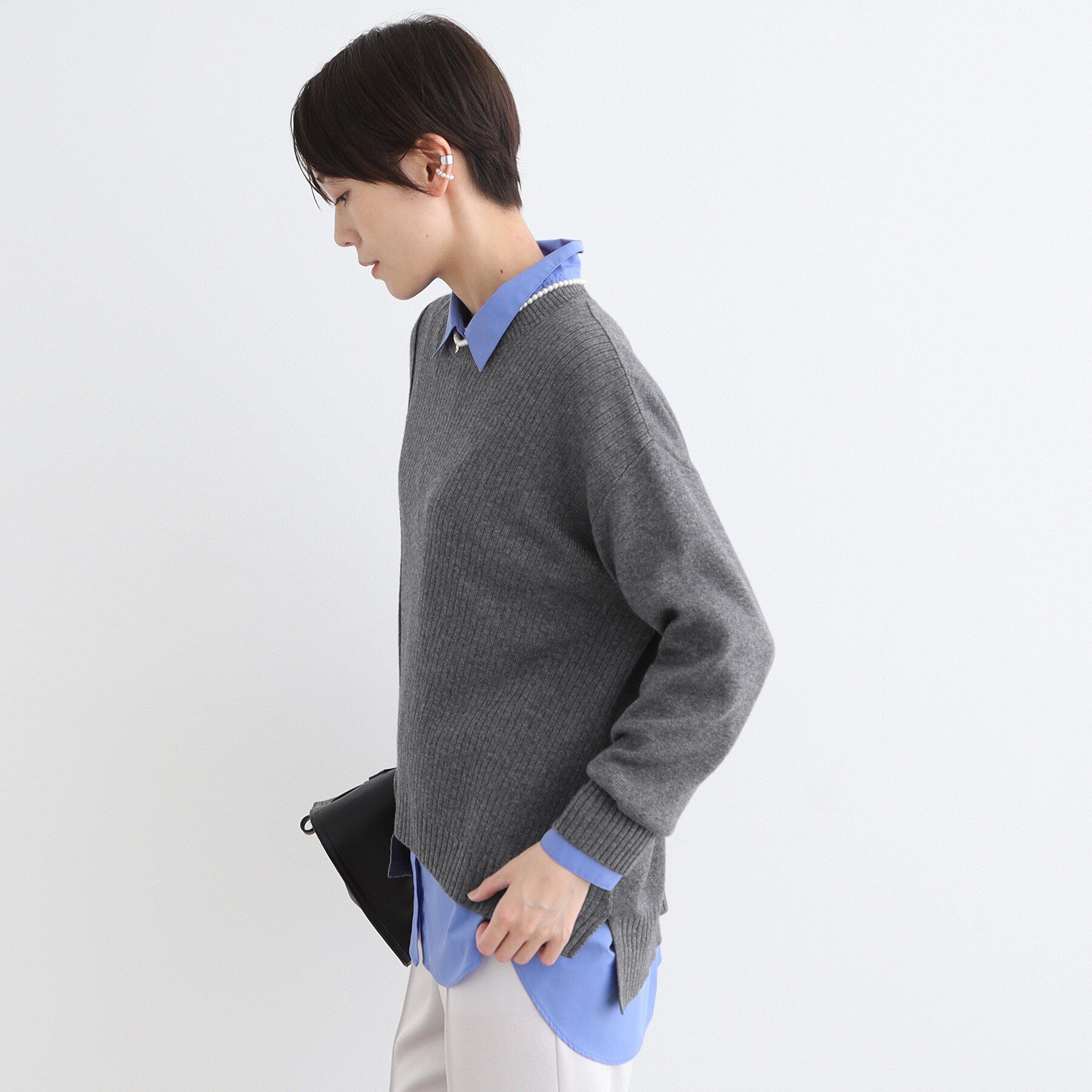 INDIVI「【洗える／ウール混】アシンメトリーデザインニット」|ニット・セーター|