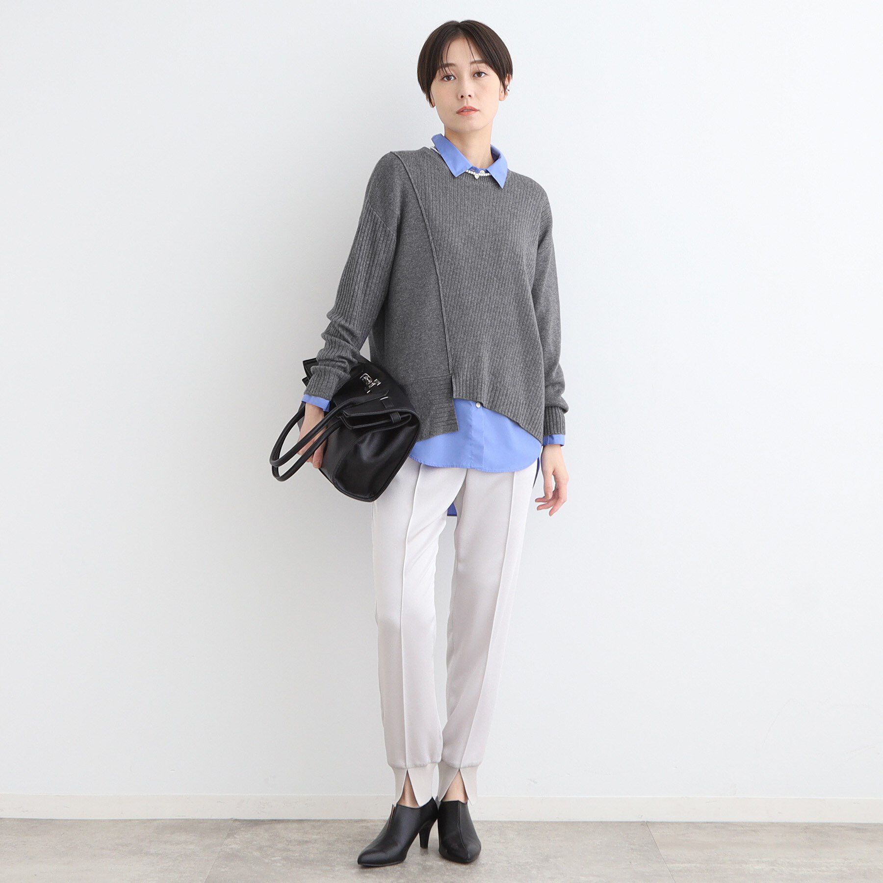 INDIVI「【洗える／ウール混】アシンメトリーデザインニット」|ニット・セーター|