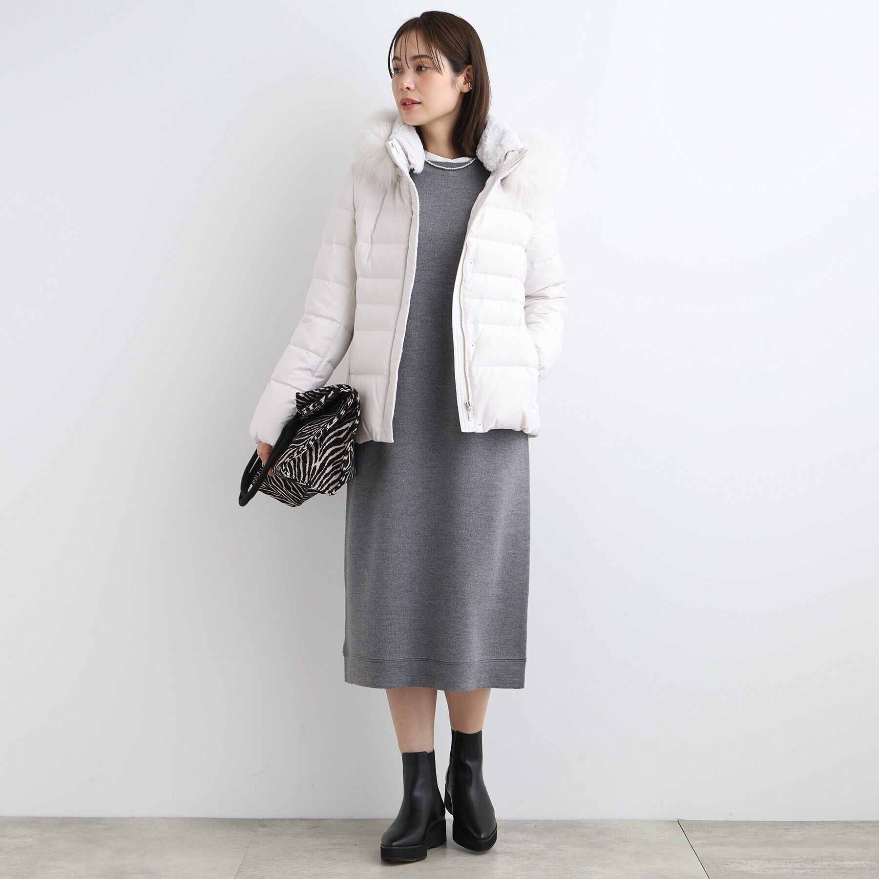 INDIVI「【ウール混／洗える】スムースニットワンピース」|ワンピース|