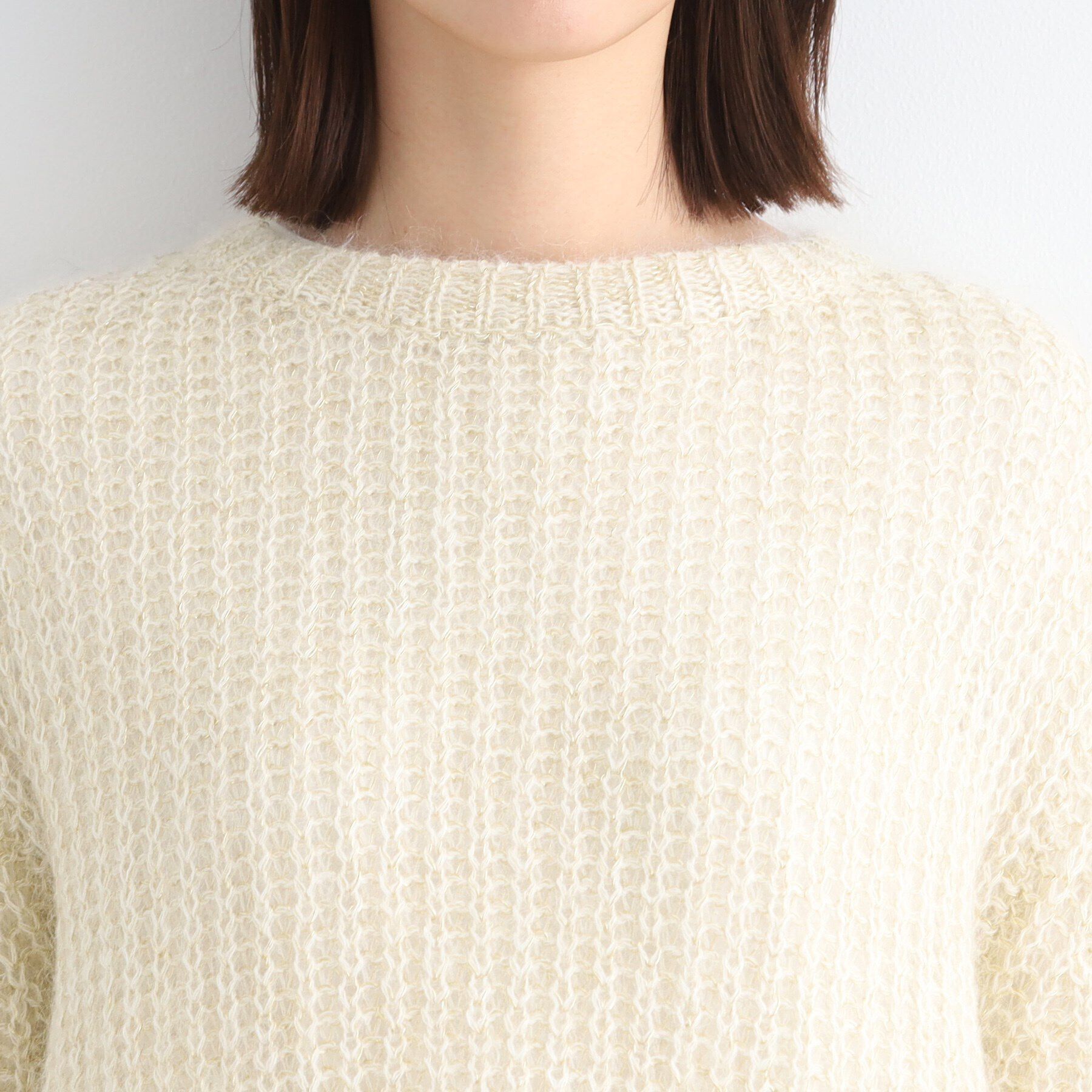 INDIVI「【洗える／モヘヤ混】ヘアリーゆるラメニット」|ニット・セーター|