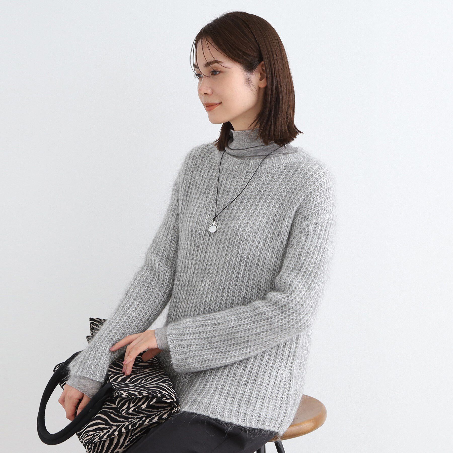 INDIVI「【洗える／モヘヤ混】ヘアリーゆるラメニット」|ニット・セーター|