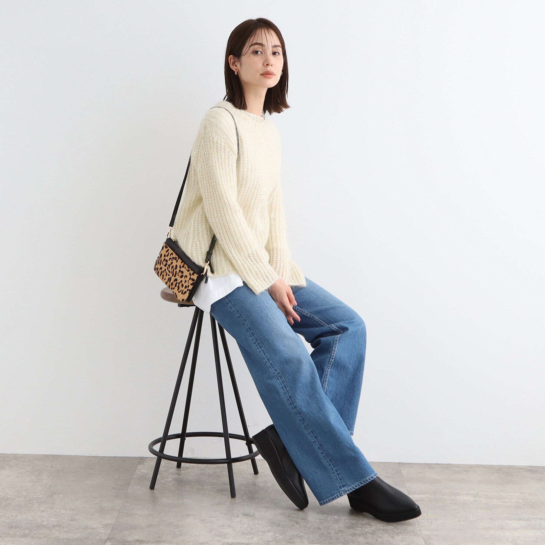 INDIVI「【洗える／モヘヤ混】ヘアリーゆるラメニット」|ニット・セーター|