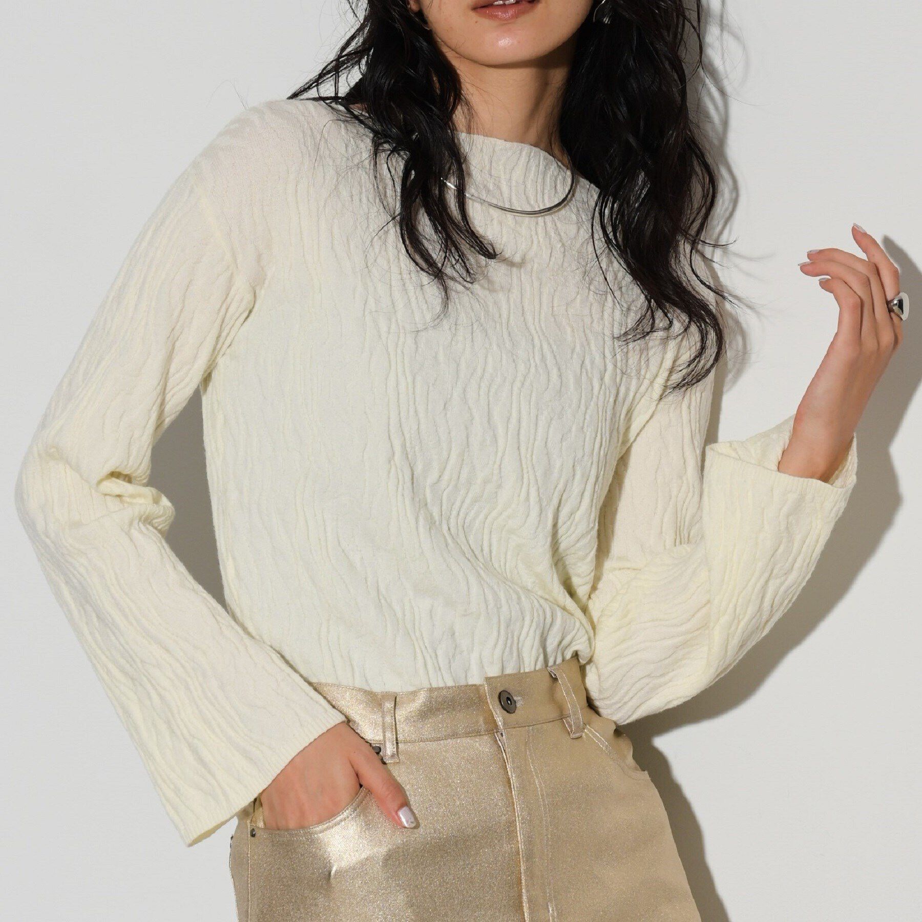 GALLEST「アートジャカードニット」|ニット・セーター|ホワイト(002)