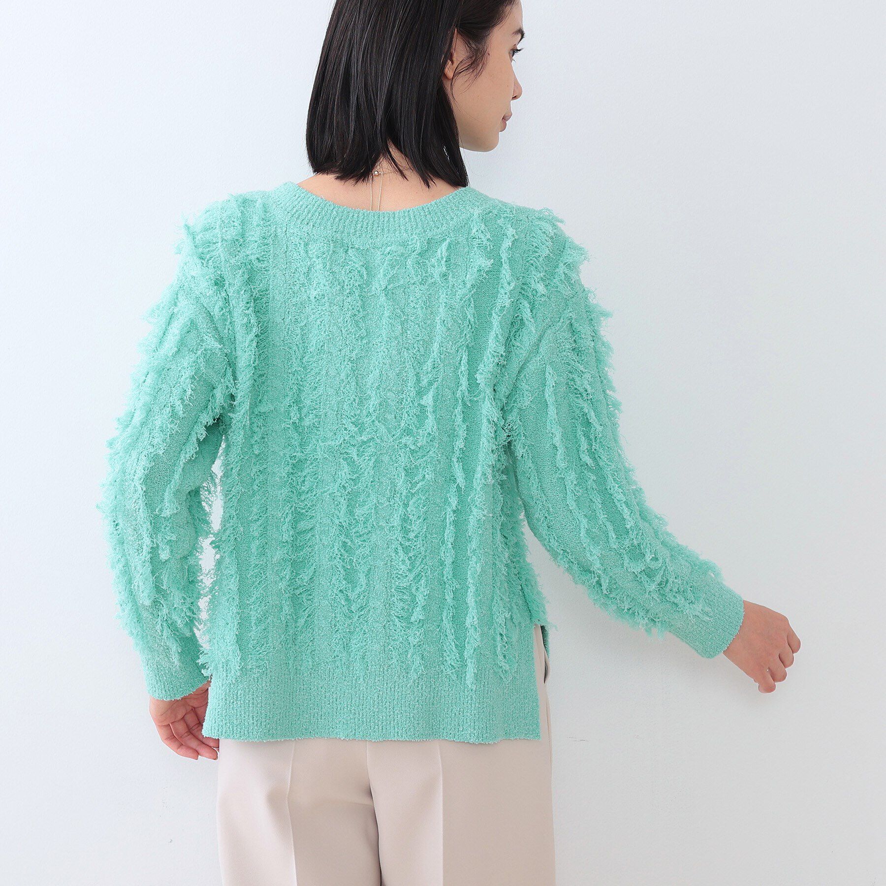 INDIVI「【洗える】フリンジ ジャカードニット」|ニット・セーター|