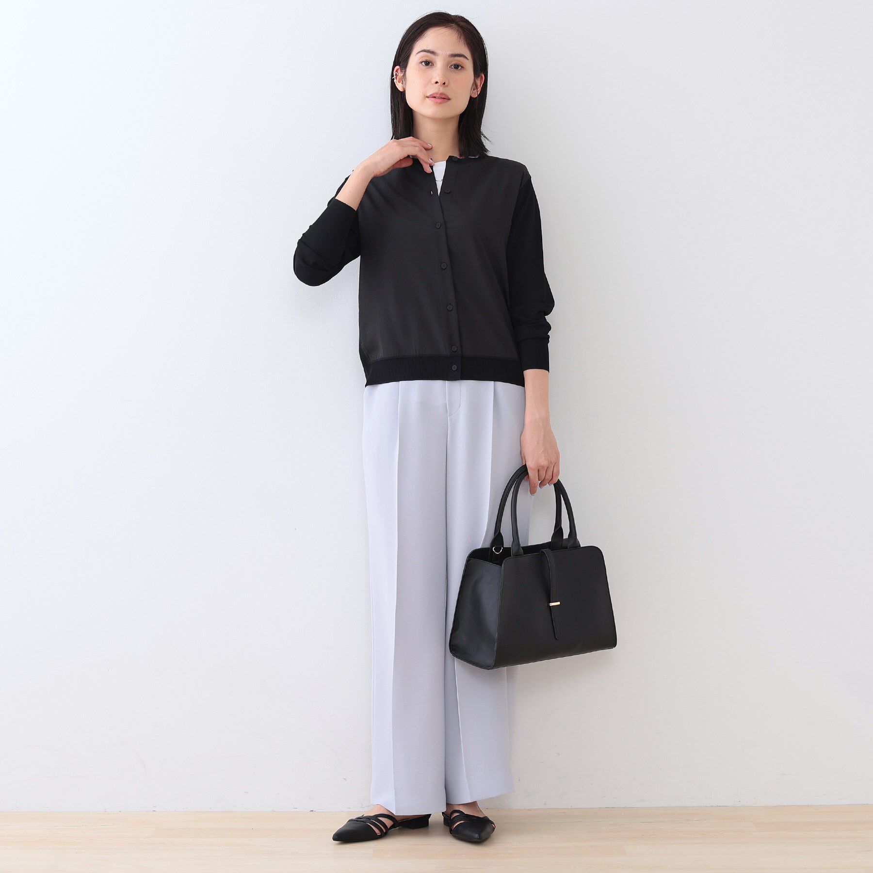 INDIVI「【洗える】ブラウスコンビ ニットカーディガン」|カーディガン|