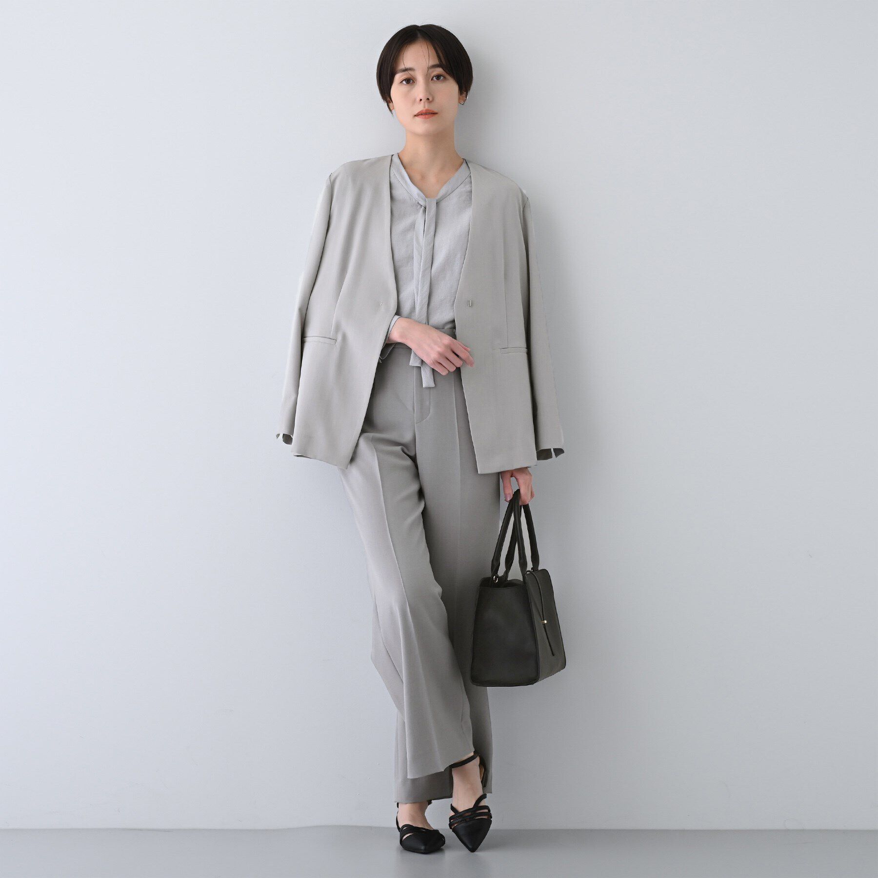 INDIVI「【洗える／バックシャン】ハンサムノーカラージャケット」|ノーカラージャケット|