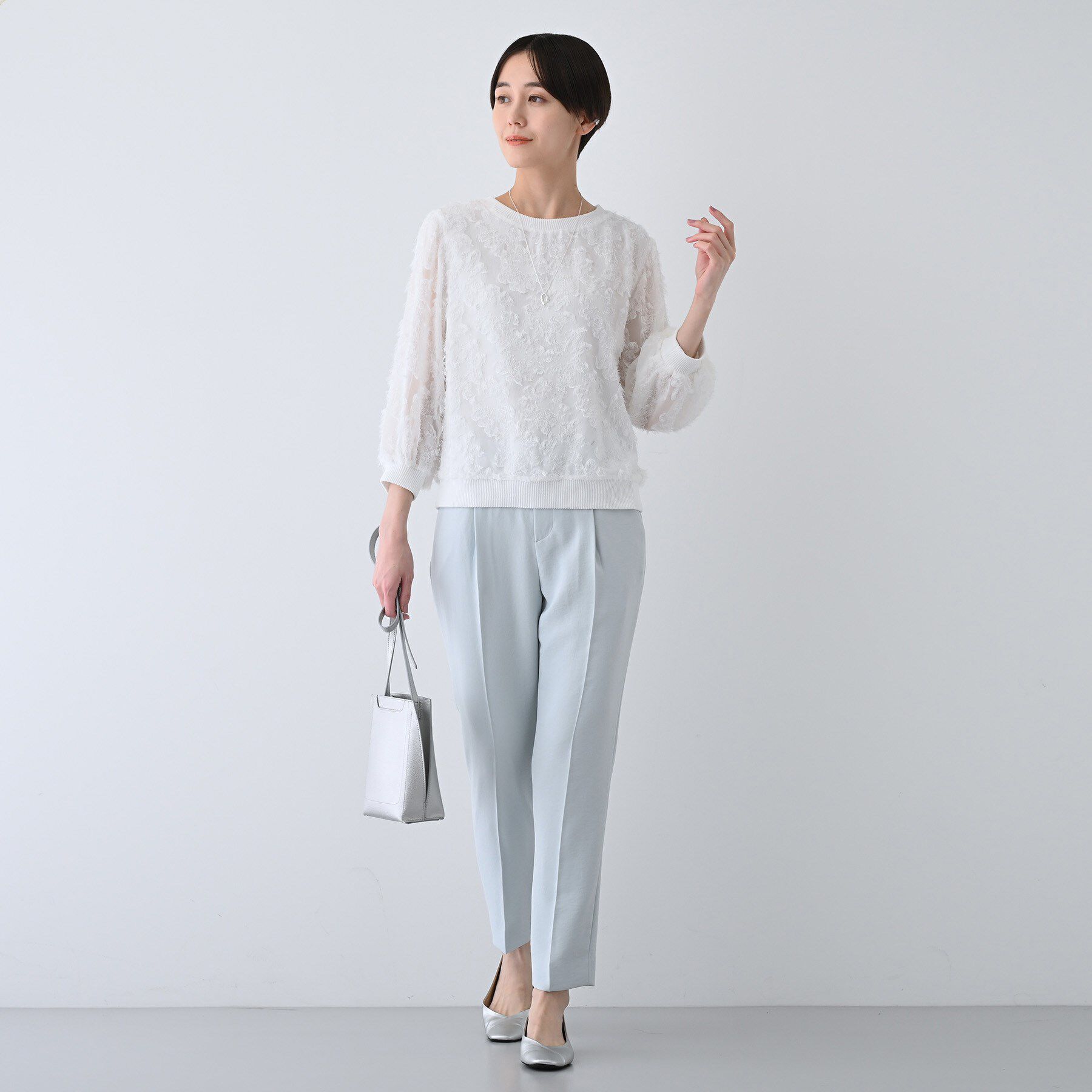 INDIVI「【トレンド／華やか】フリンジカットジャカードトップス」|シャツ・ブラウス|