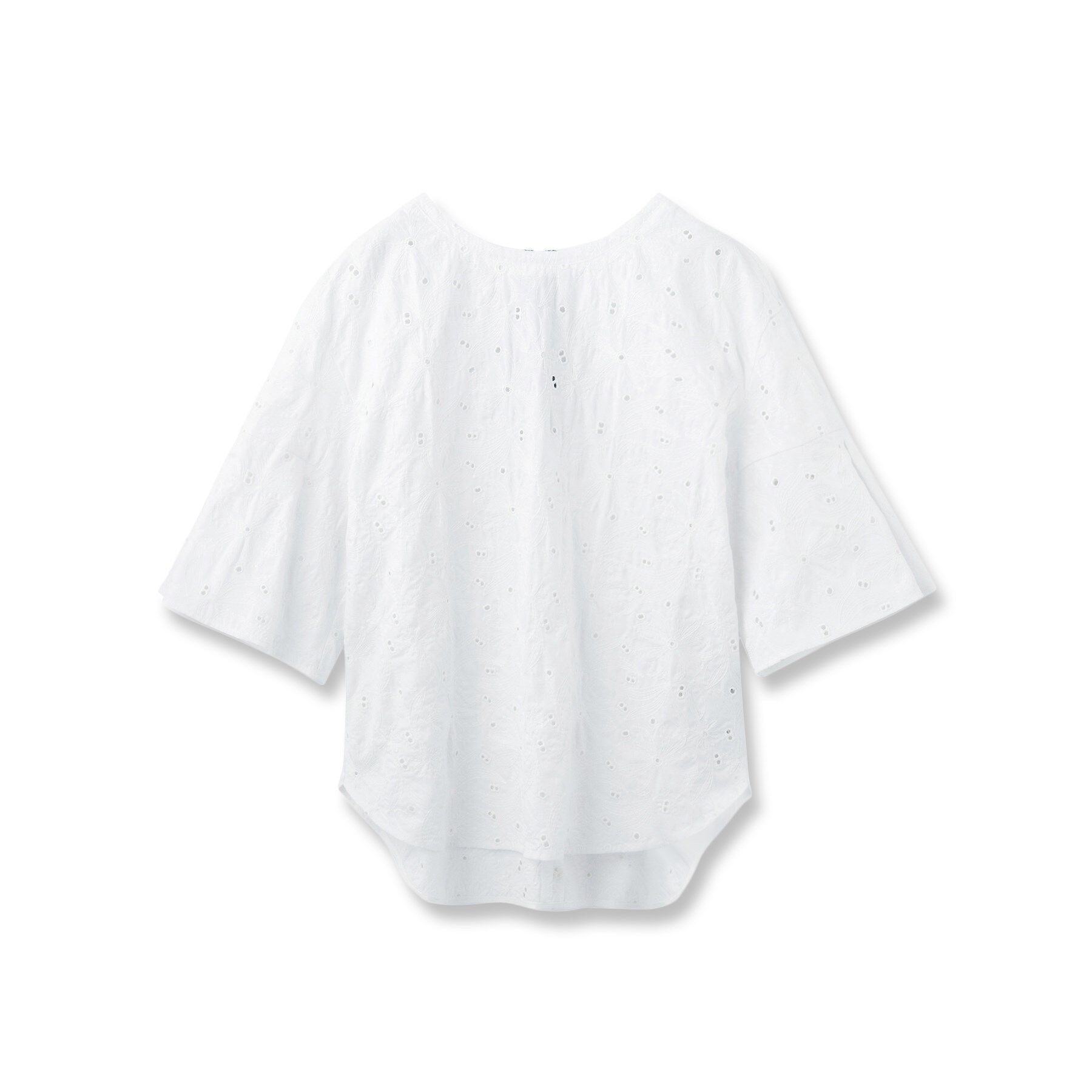 INDIVI「【洗える】フラワーカット刺繍フレアスリーブブラウス」|シャツ・ブラウス|