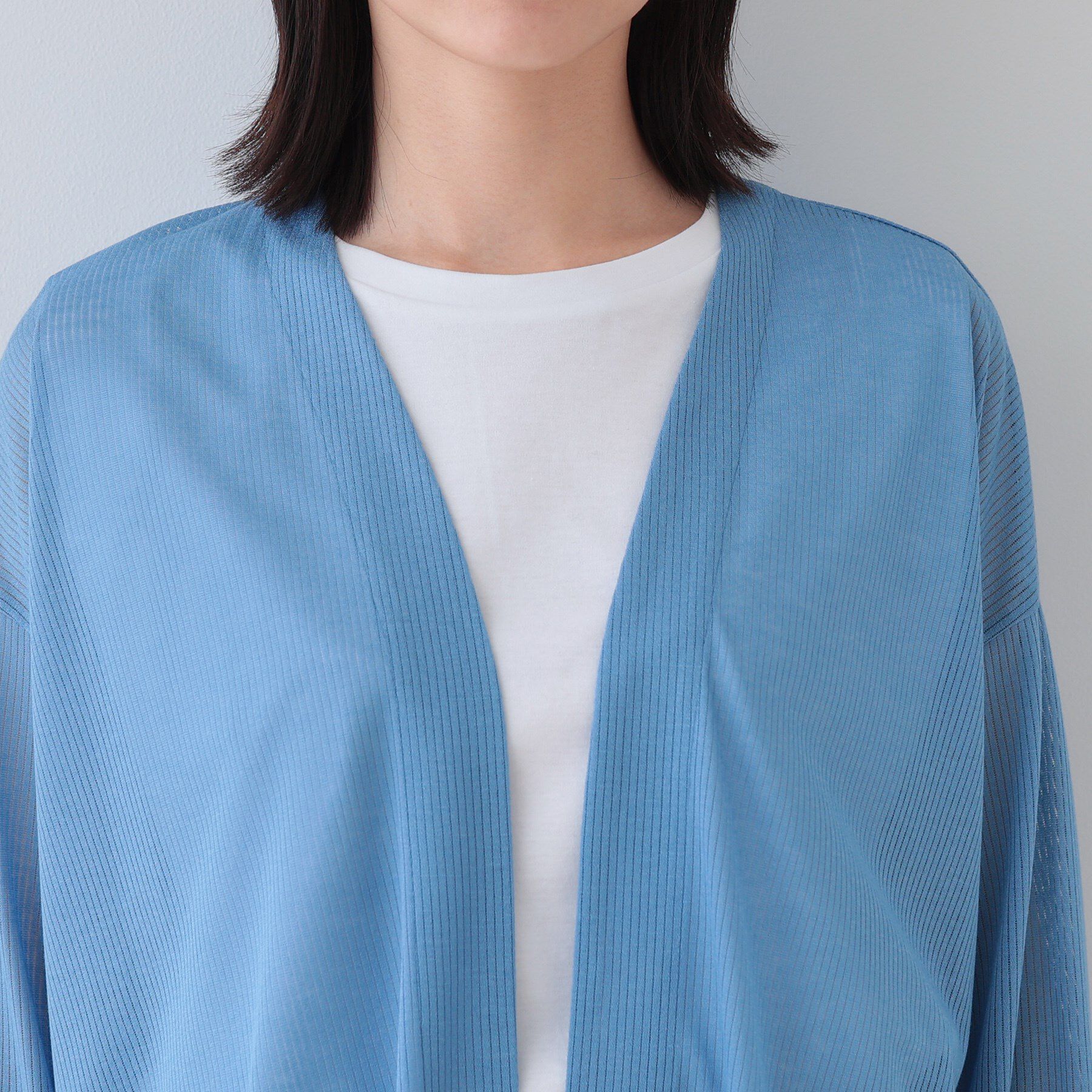 INDIVI「【洗える／シアーストライプ】ロング丈着流しカーディガン」|カーディガン|