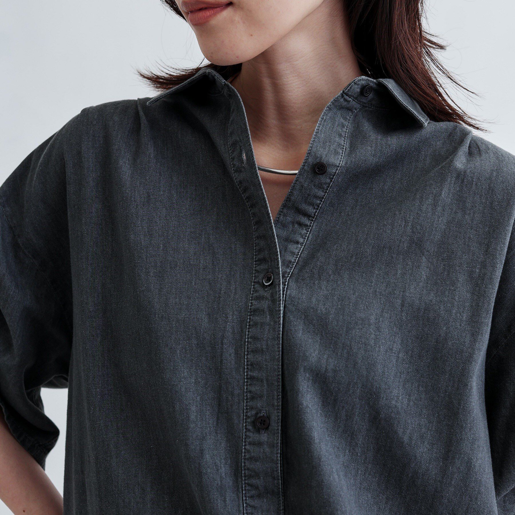 GALLEST「【セットアップ可能】シャーリングスリーブダンガリーシャツ」|シャツ・ブラウス|