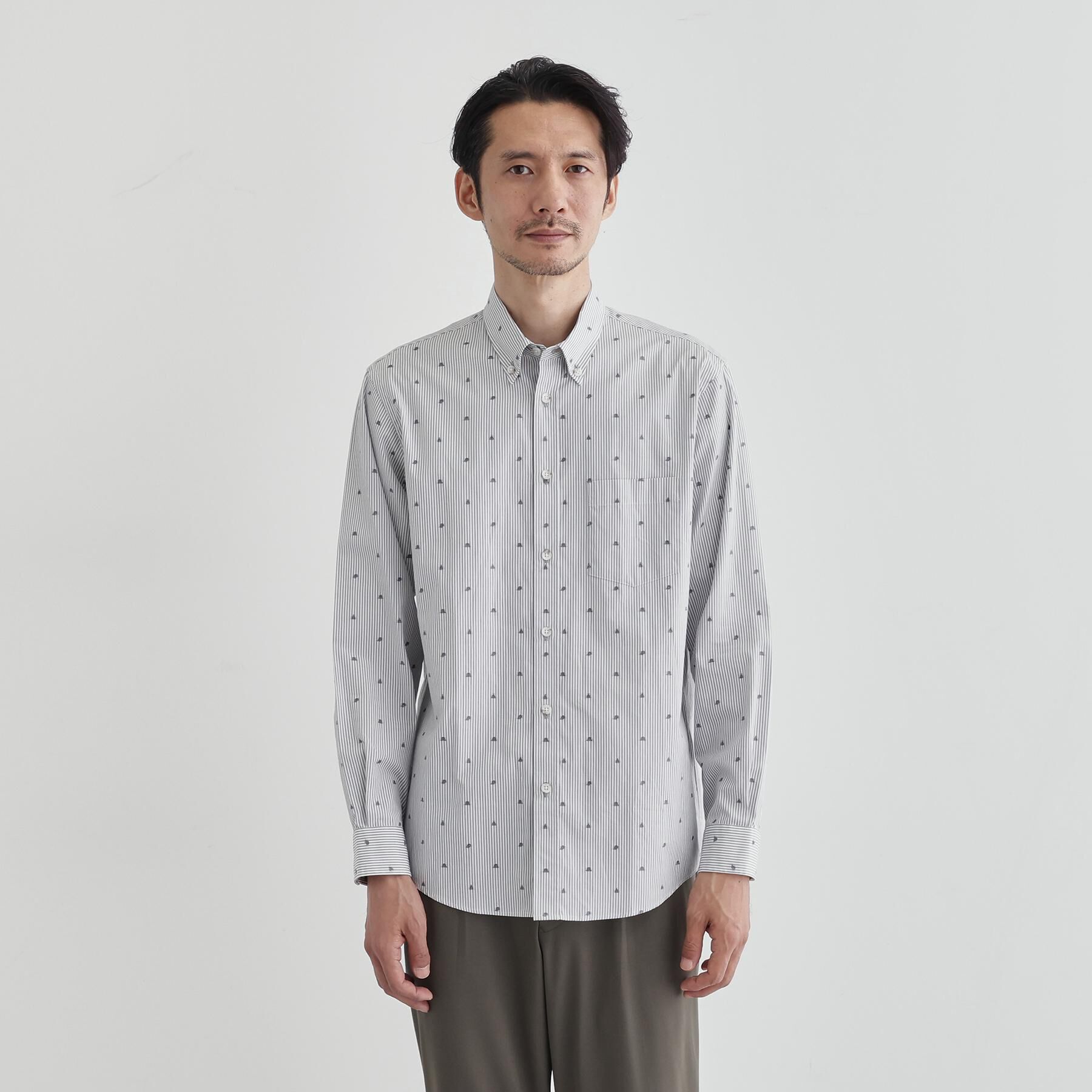 TAKEO KIKUCHI「ハットモチーフ ジャカード ストライプ シャツ」|シャツ・ブラウス|チャコールグレー(3