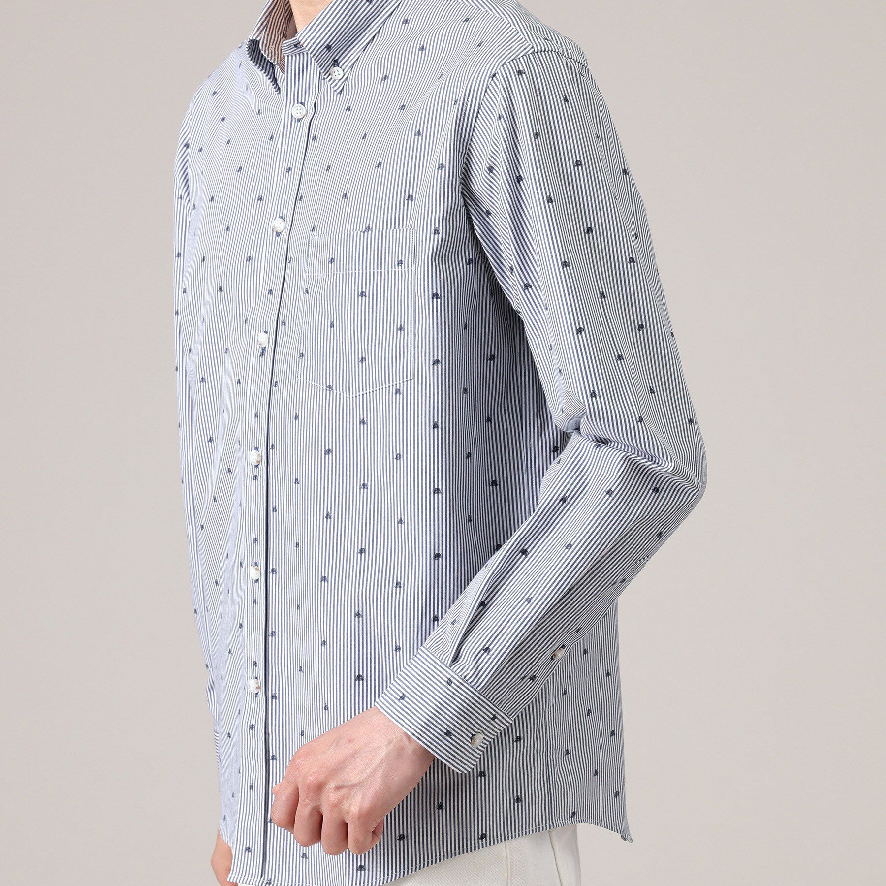 TAKEO KIKUCHI「ハットモチーフ ジャカード ストライプ シャツ」|シャツ・ブラウス|