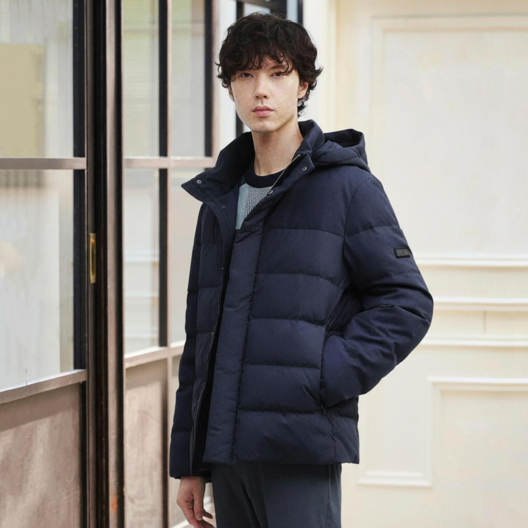 TAKEO KIKUCHI「カラーコンビ ダウンブルゾン」|ダウン|ネイビー(594)