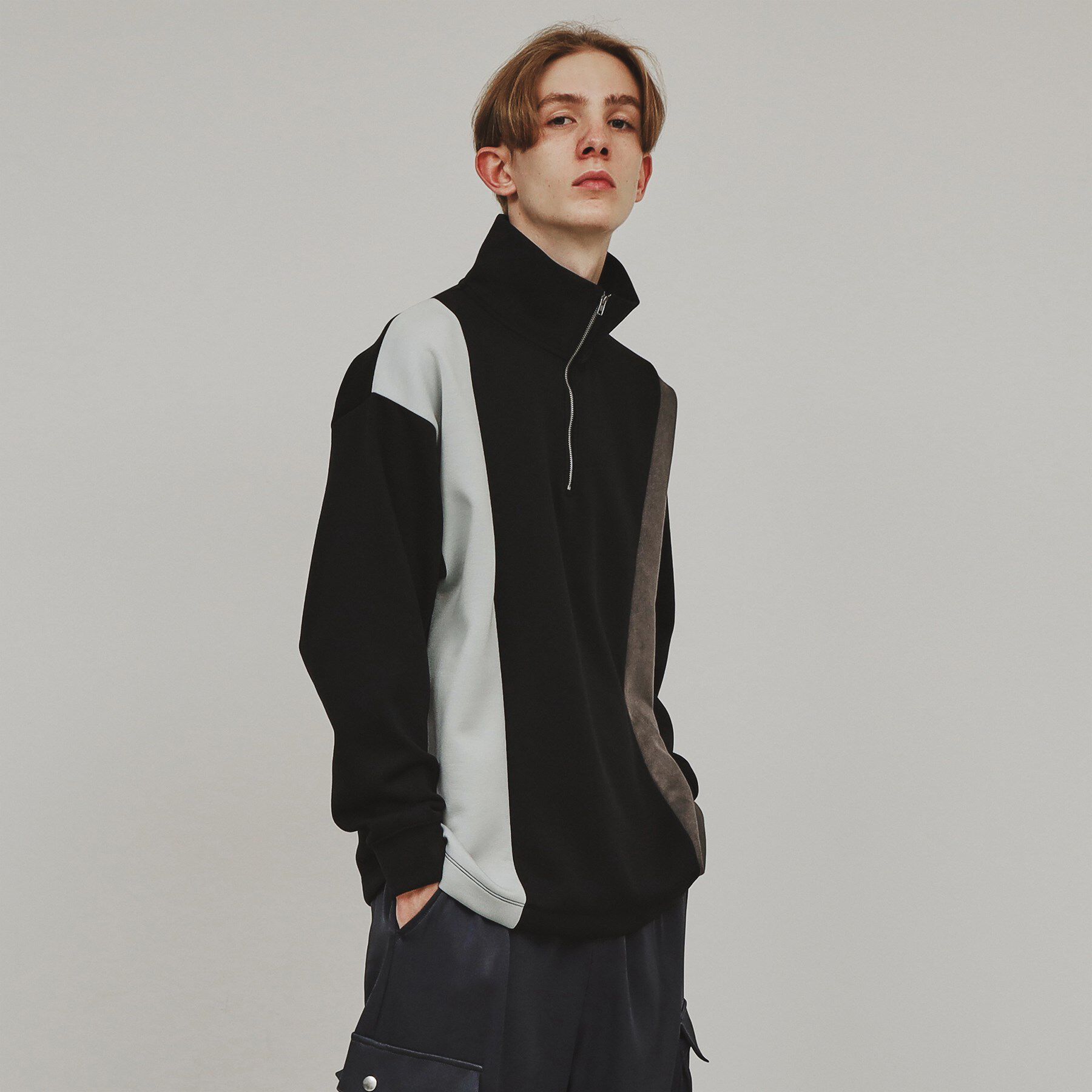 tk.TAKEO KIKUCHI「切替スタンドハーフジップ」|パーカー|